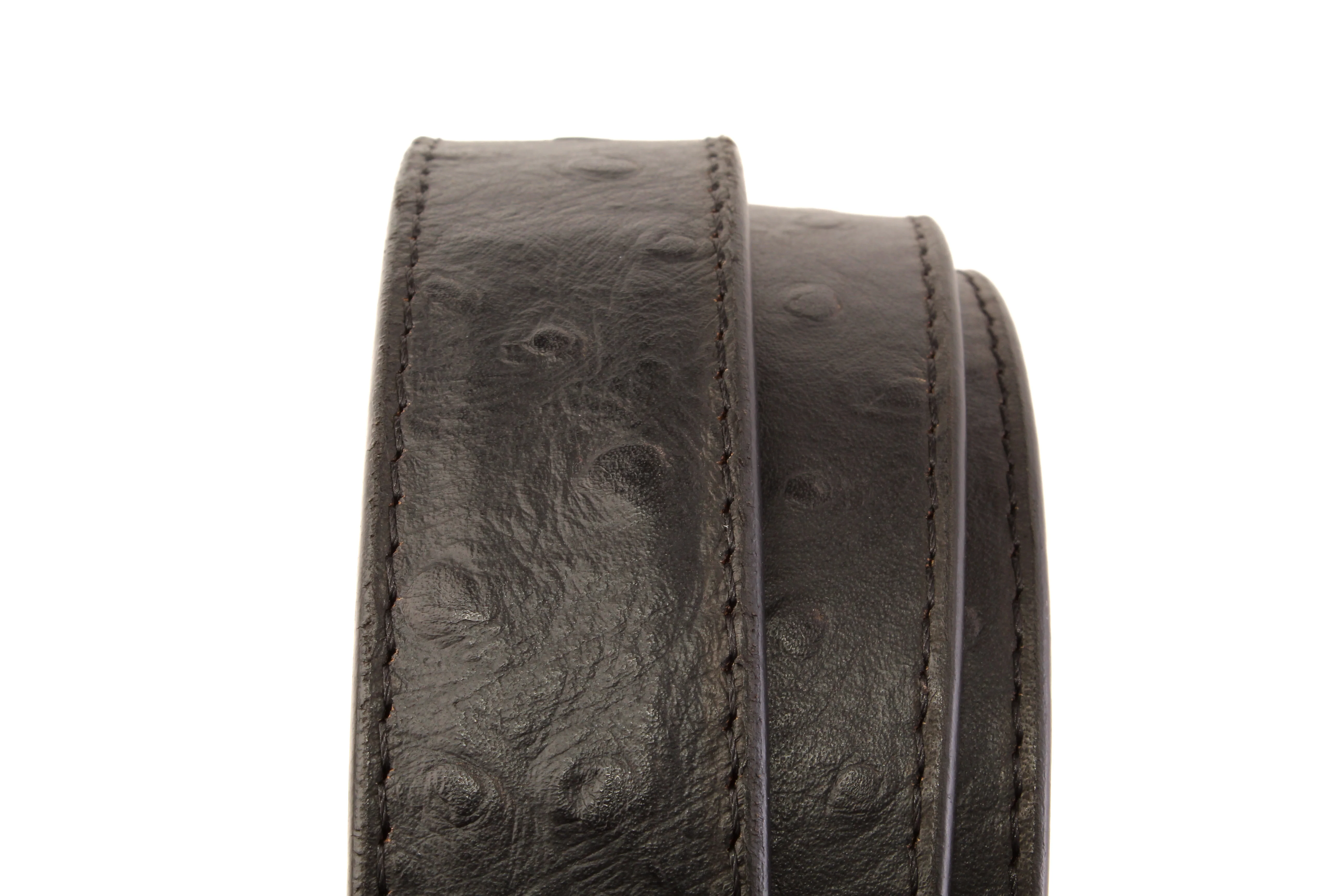 1.25" Black Ostrich-Embossed Leather Strap - Image 3