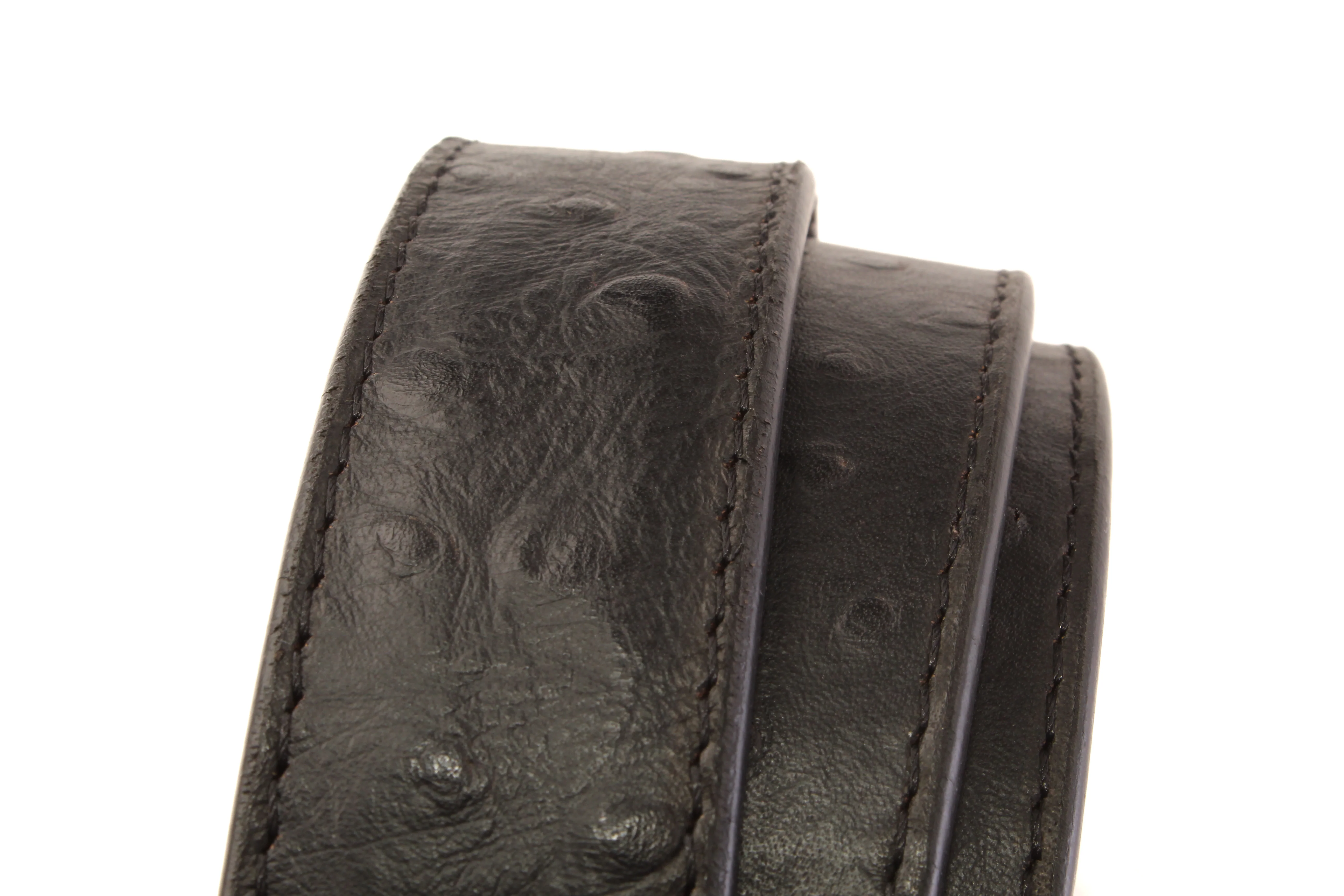 1.25" Black Ostrich-Embossed Leather Strap - Image 4