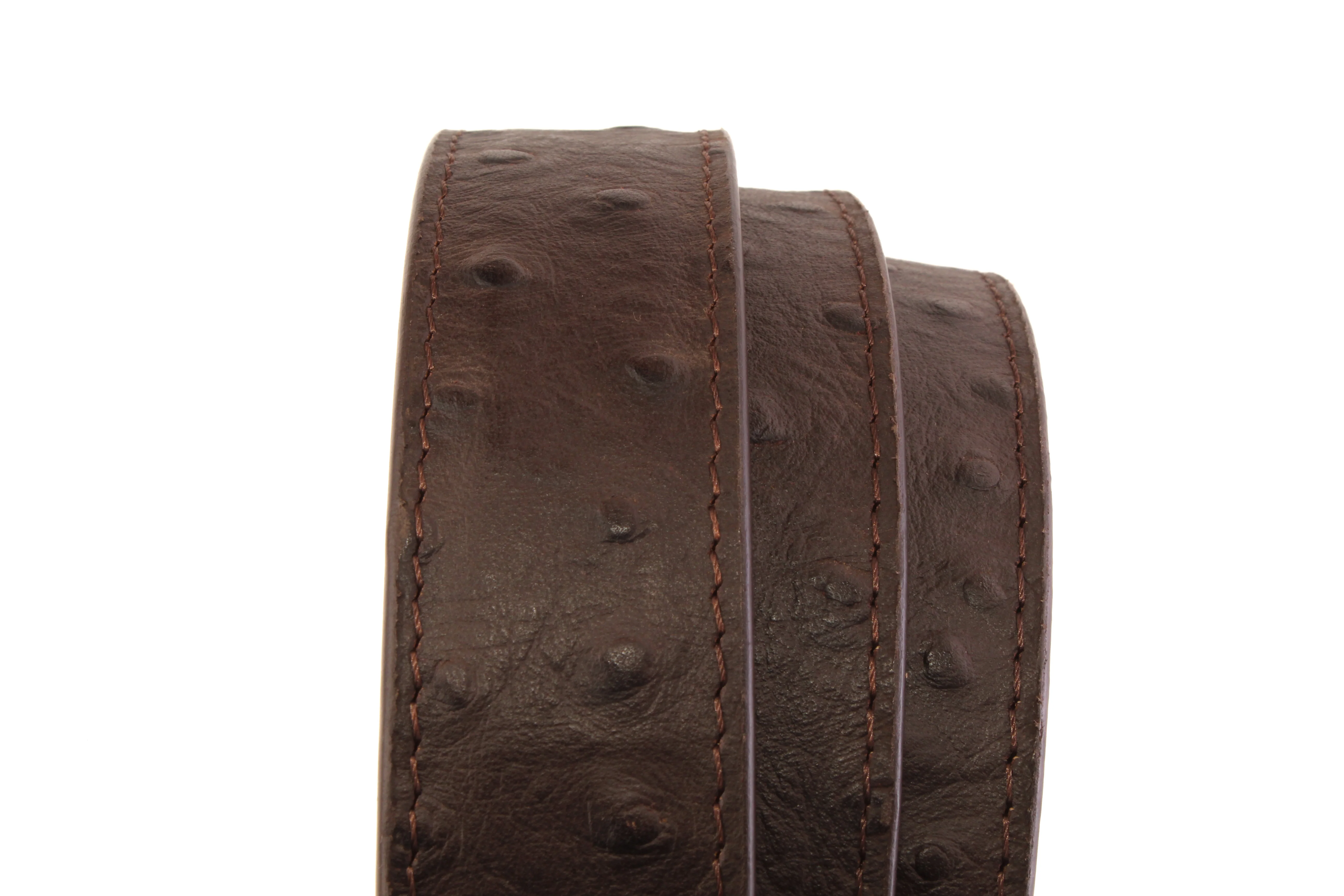 1.25" Brown Ostrich-Embossed Leather Strap - Image 3