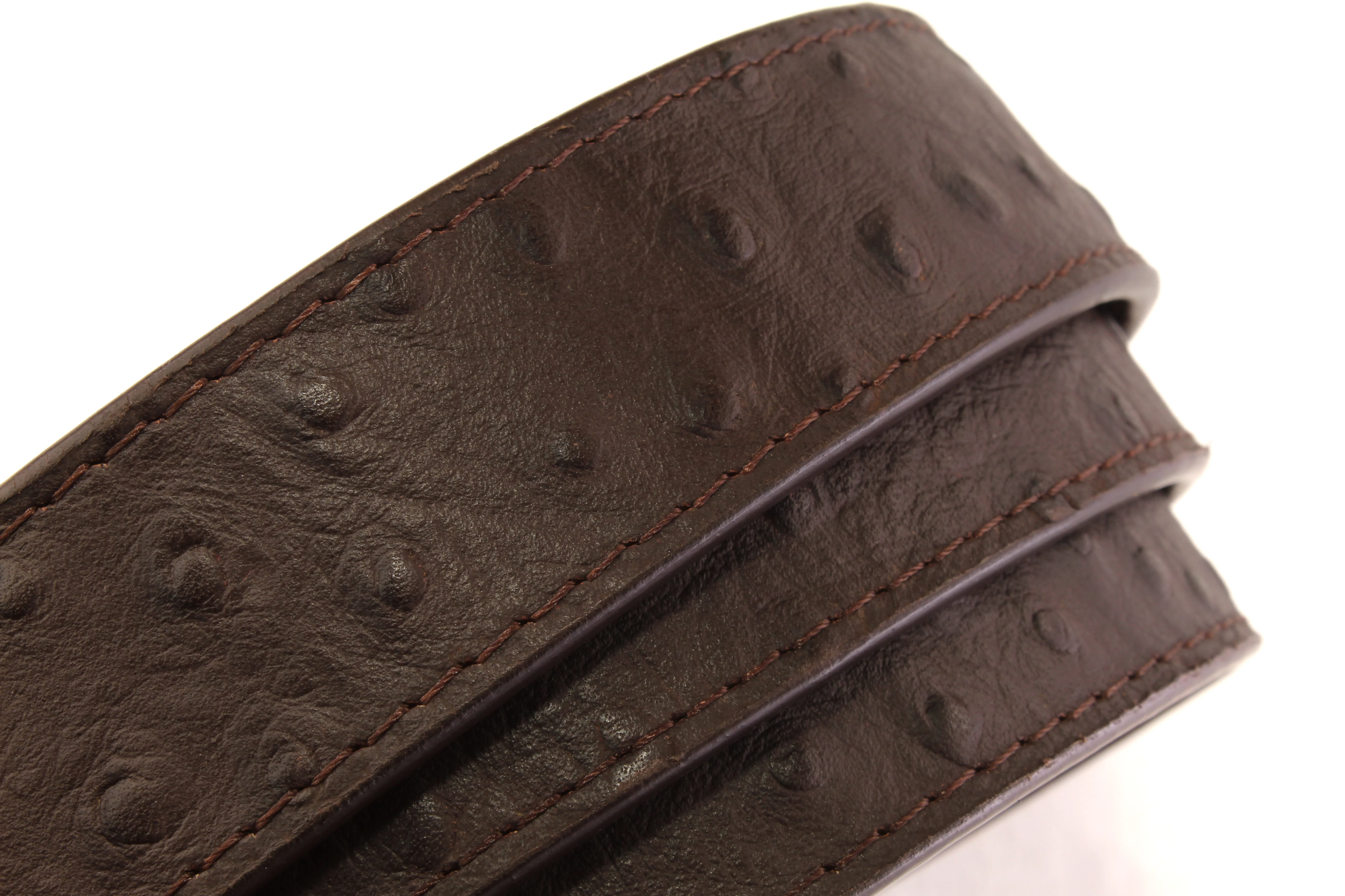 1.25" Brown Ostrich-Embossed Leather Strap - Image 4