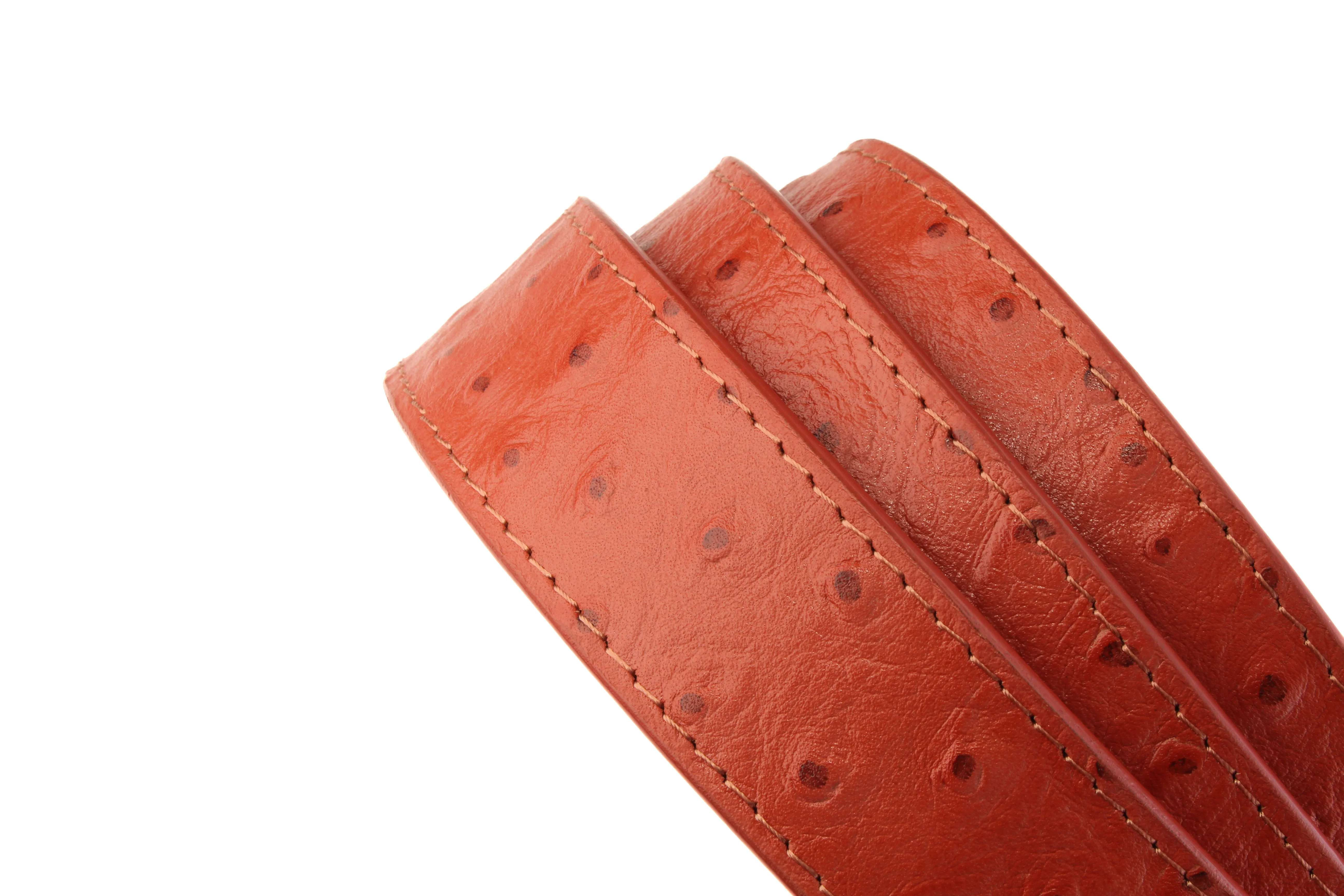 1.25" Cognac Ostrich-Embossed Leather Strap - Image 3