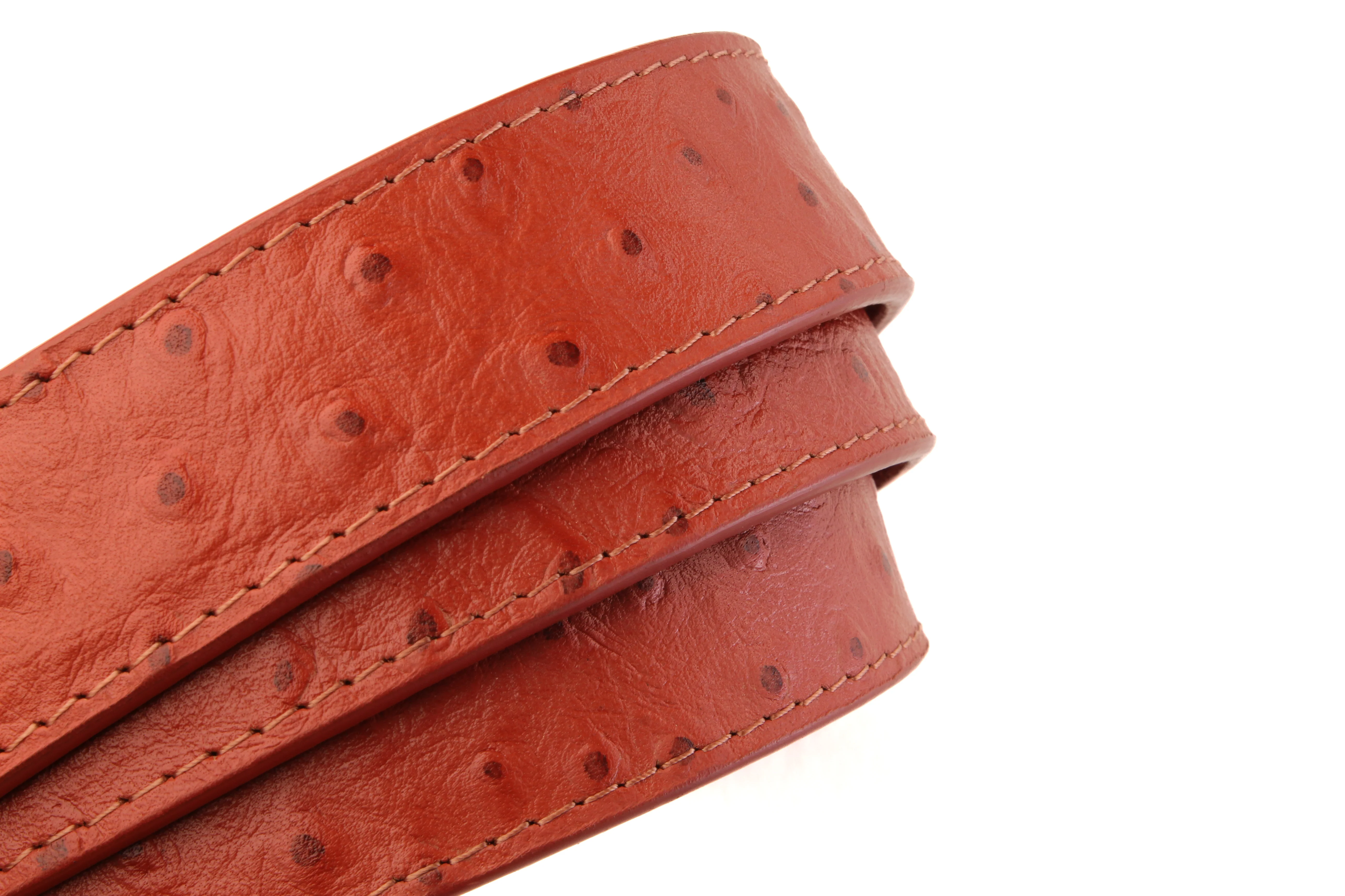 1.25" Cognac Ostrich-Embossed Leather Strap - Image 4