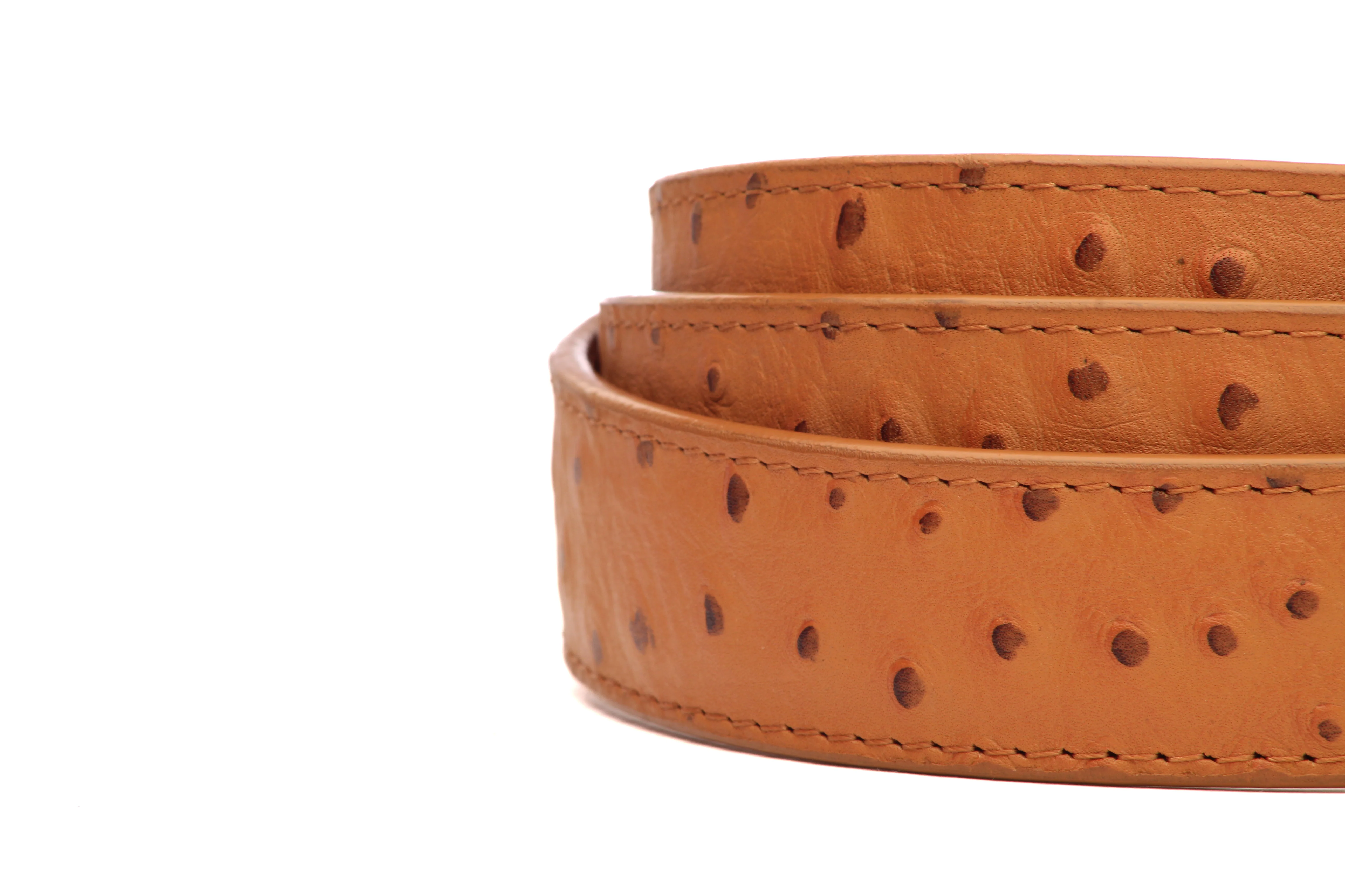 1.25" Light Brown Ostrich-Embossed Leather Strap - Image 3
