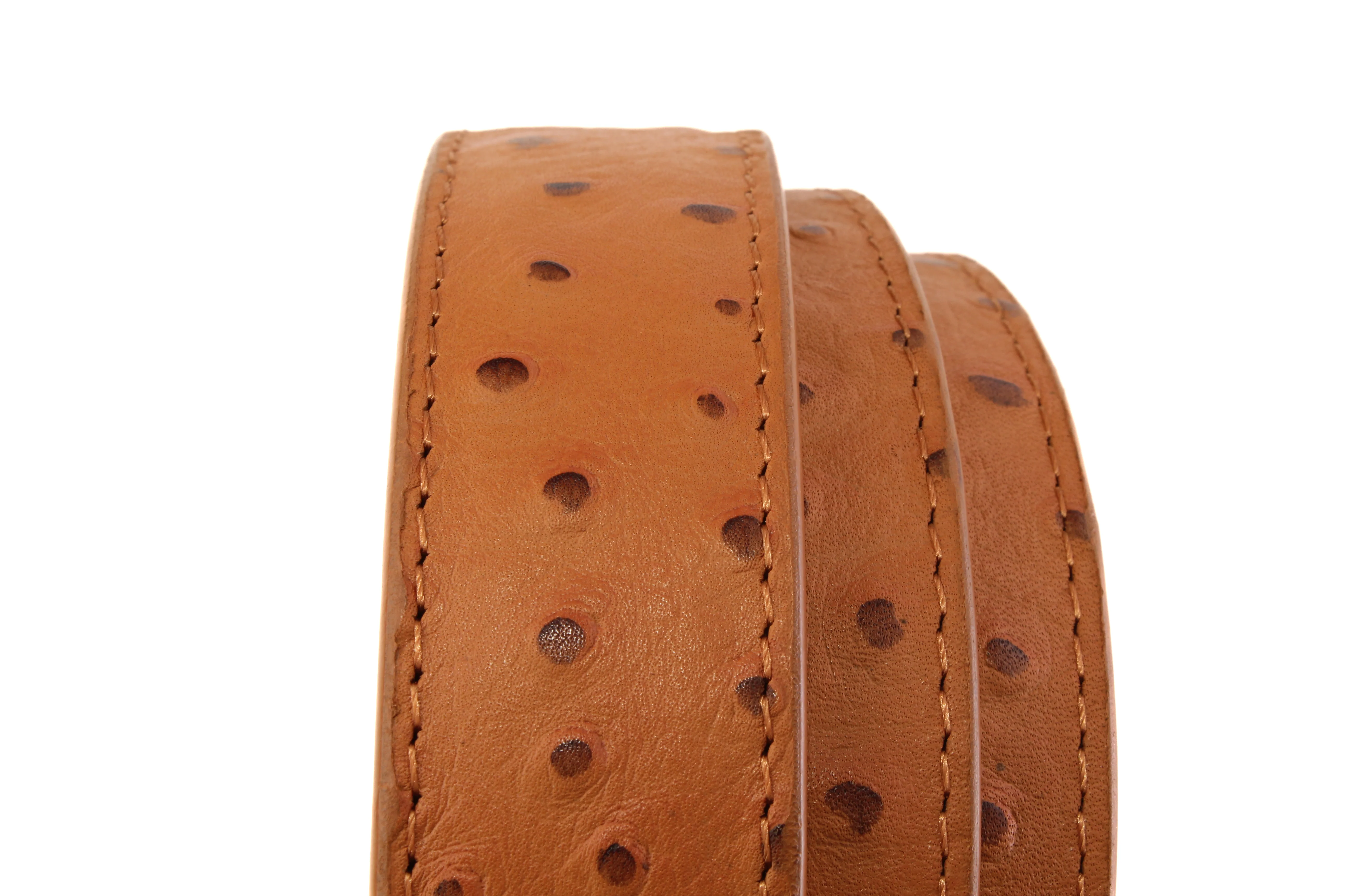 1.25" Light Brown Ostrich-Embossed Leather Strap - Image 4
