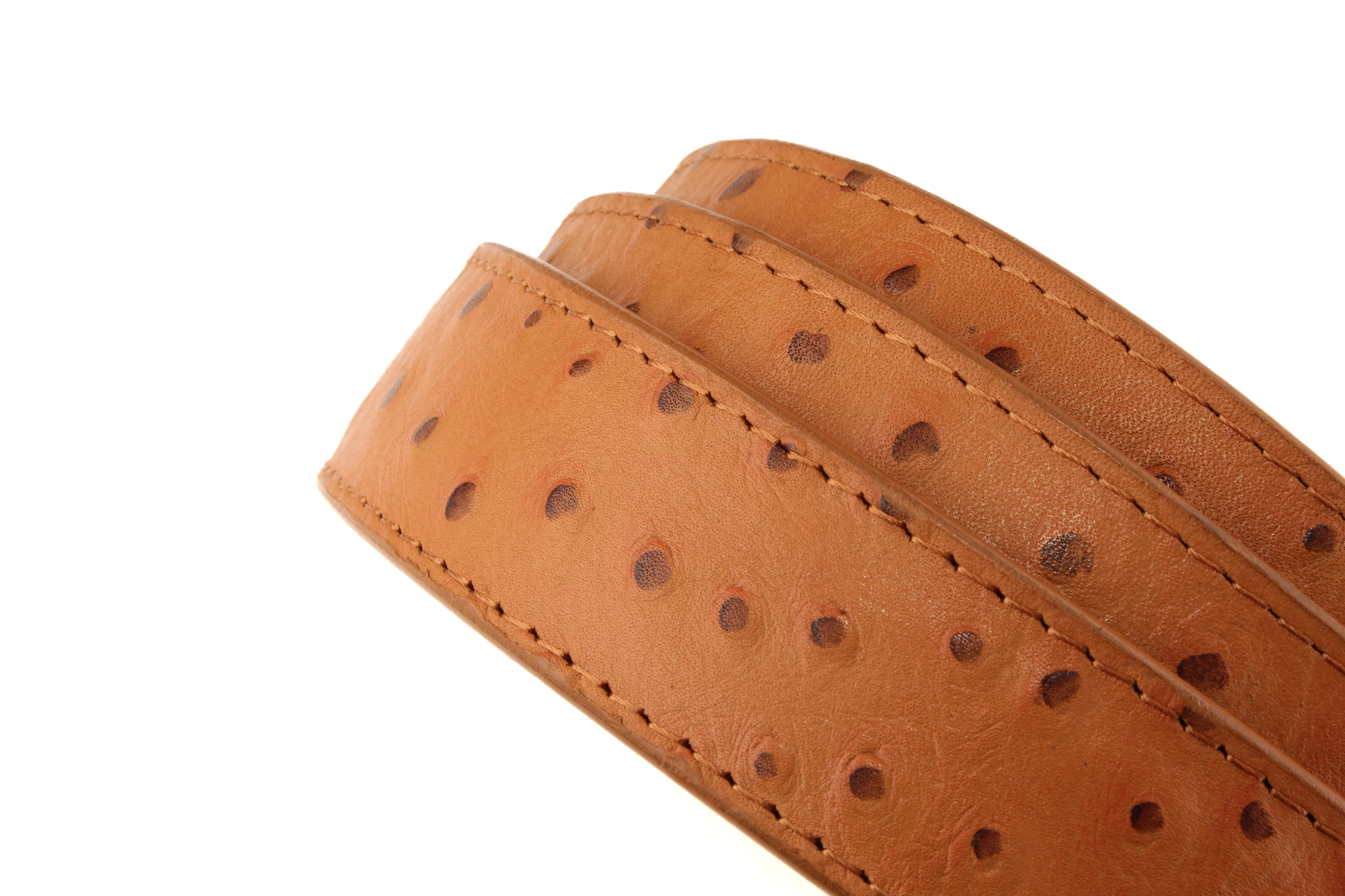 1.25" Light Brown Ostrich-Embossed Leather Strap - Image 5