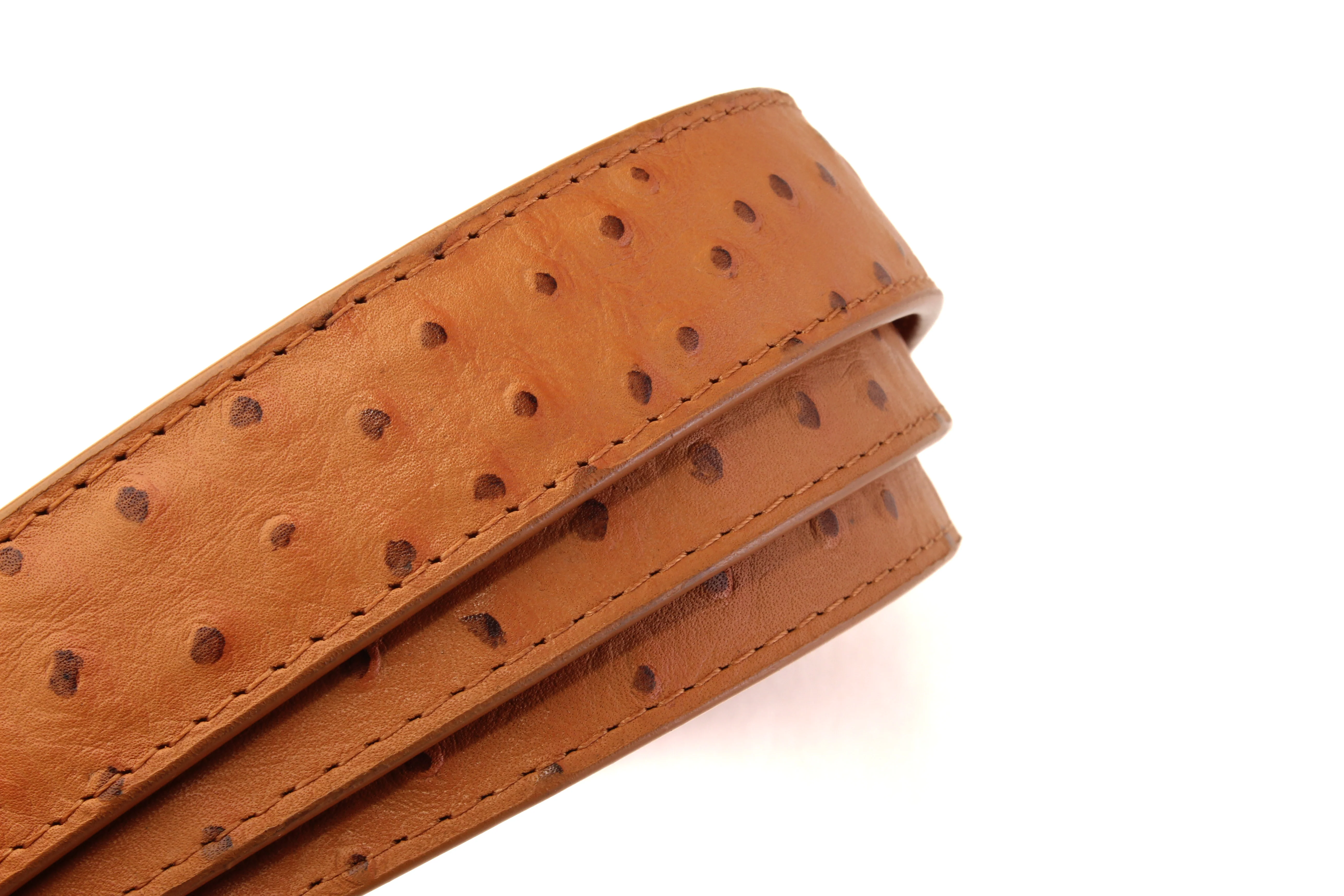 1.25" Light Brown Ostrich-Embossed Leather Strap - Image 6