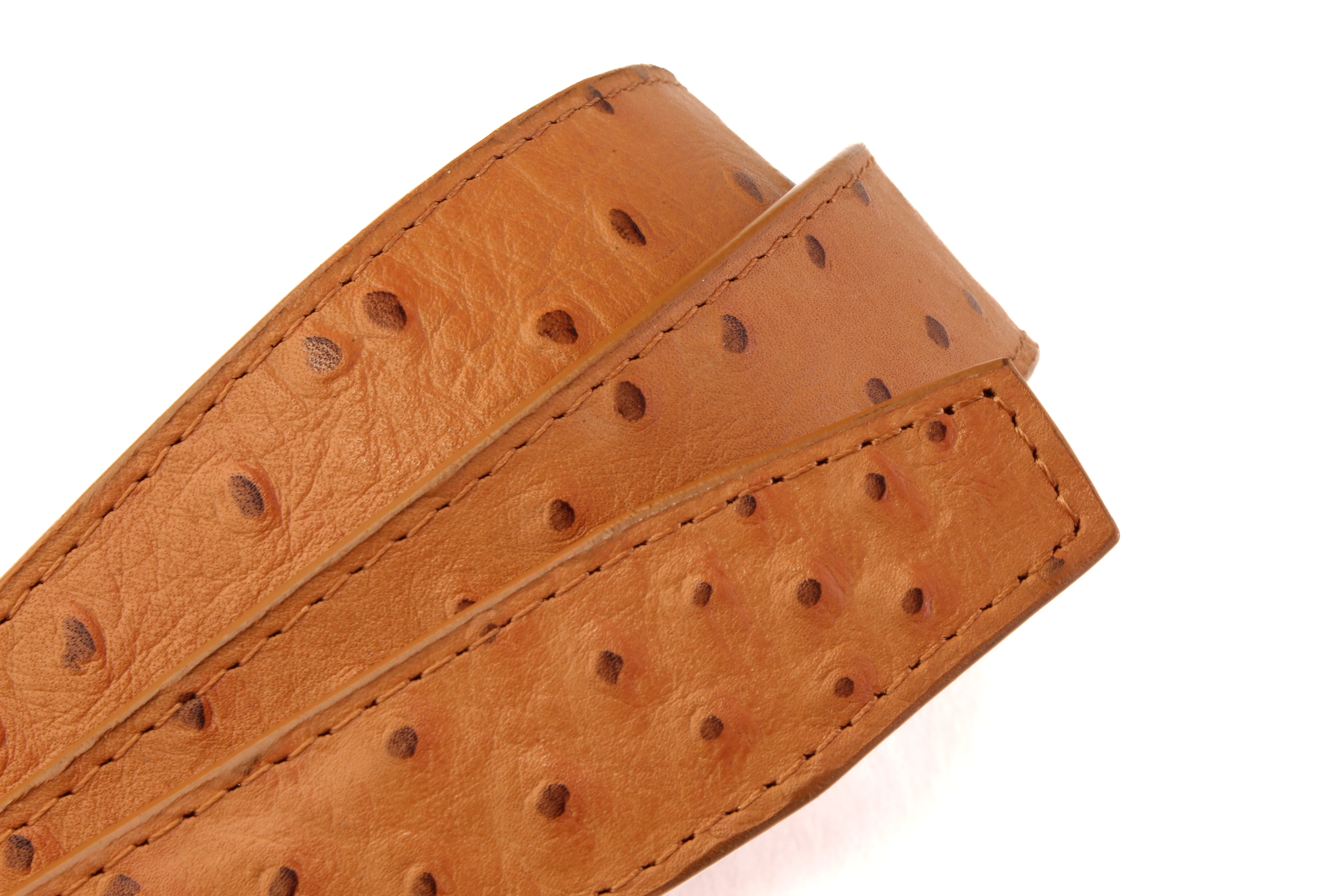1.25" Light Brown Ostrich-Embossed Leather Strap - Image 8