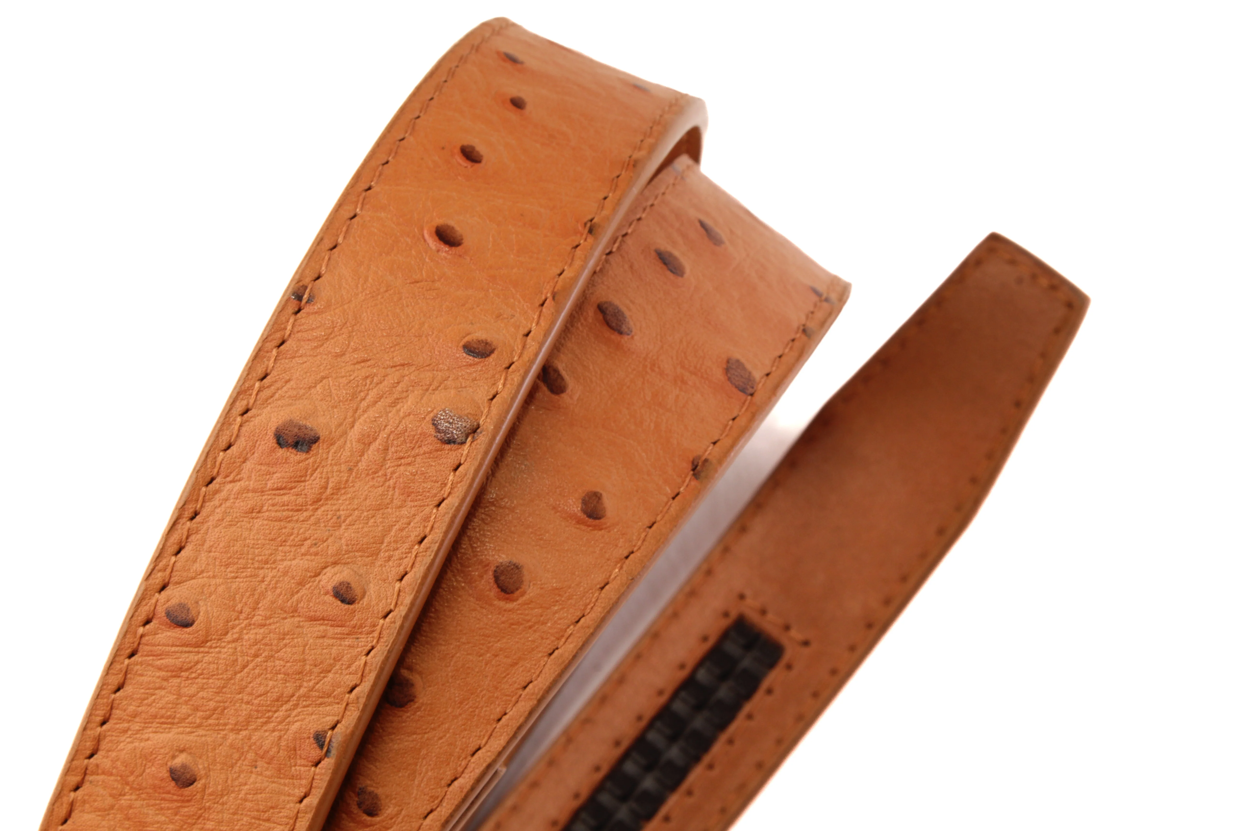 1.25" Light Brown Ostrich-Embossed Leather Strap - Image 9