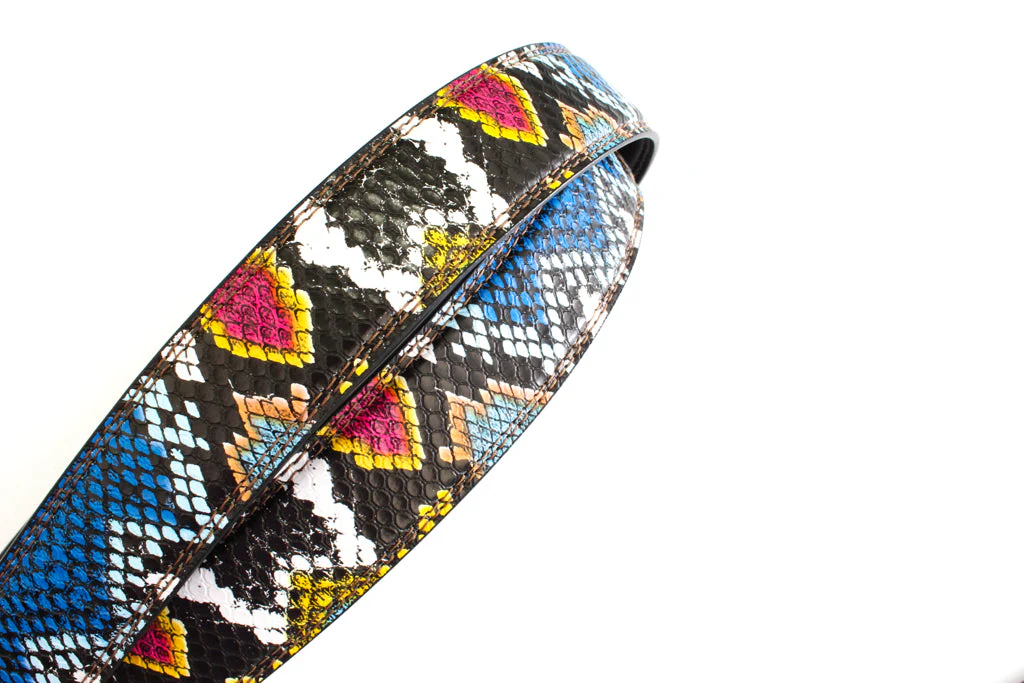 1.25" Multi-Colored Boa Print Strap - Dark Blue / Light Blue (CAS) - Image 3