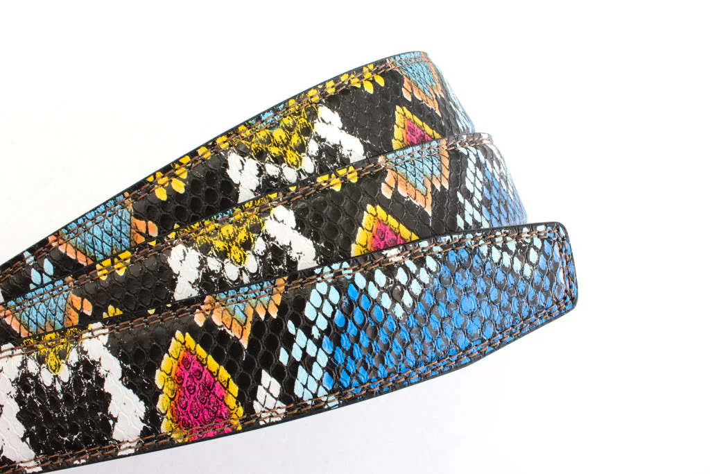 1.25" Multi-Colored Boa Print Strap - Dark Blue / Light Blue (CAS) - Image 4