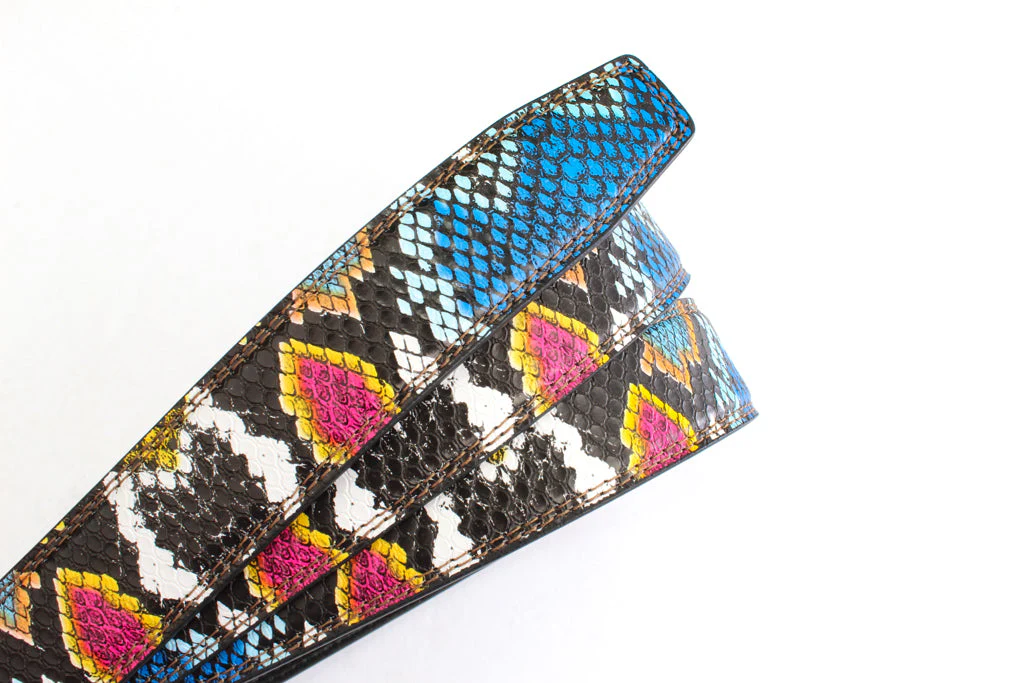 1.25" Multi-Colored Boa Print Strap - Dark Blue / Light Blue (CAS) - Image 5
