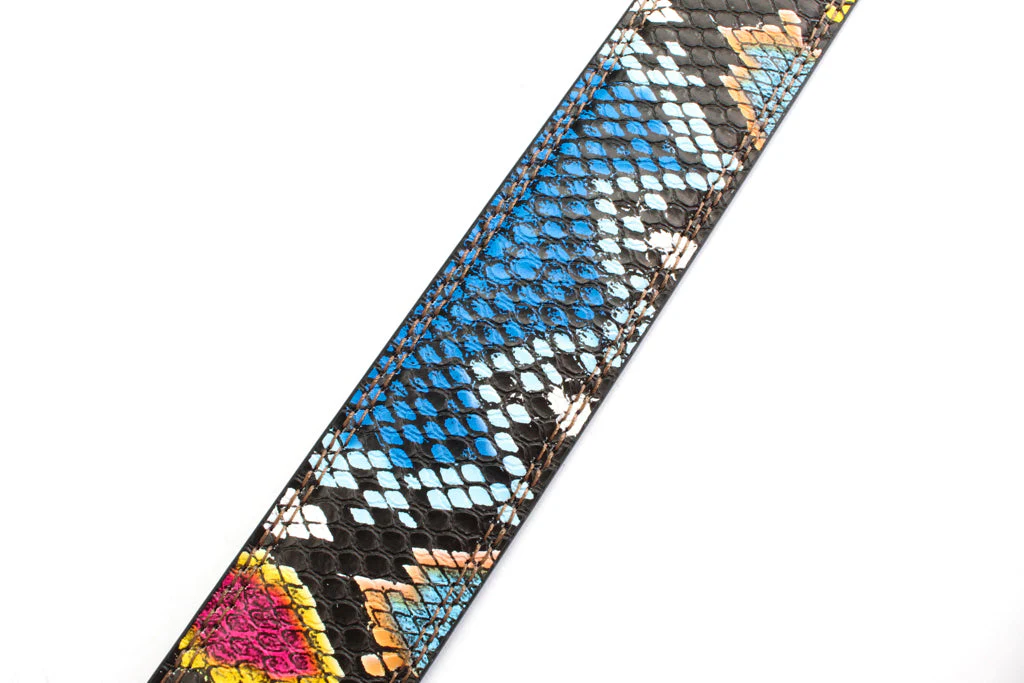 1.25" Multi-Colored Boa Print Strap - Dark Blue / Light Blue (CAS) - Image 6