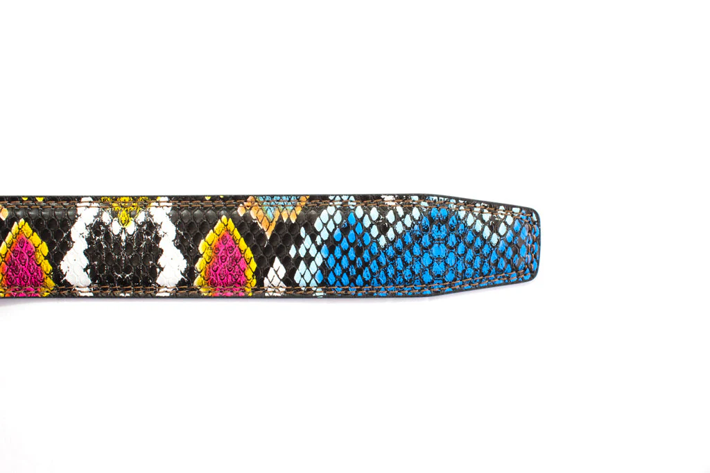 1.25" Multi-Colored Boa Print Strap - Dark Blue / Light Blue (CAS) - Image 7