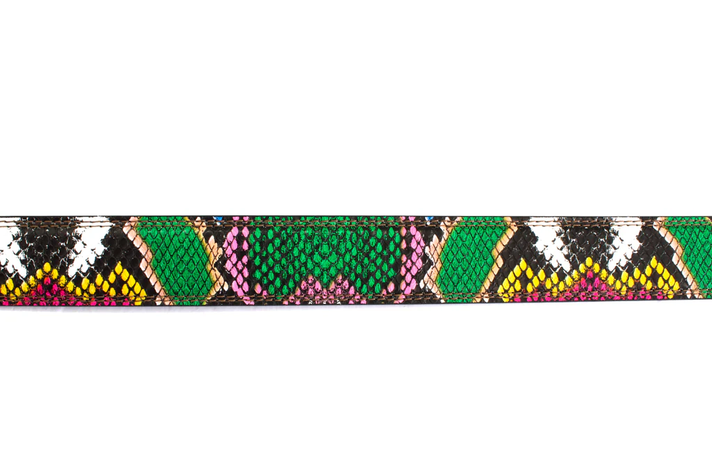 1.25" Multi-Colored Boa Print Strap - Green / Light Pink - Image 4
