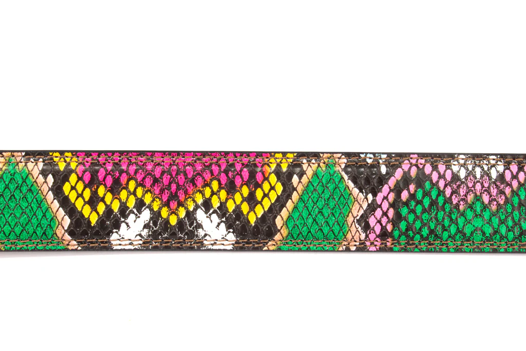 1.25" Multi-Colored Boa Print Strap - Pink / Green - Image 5