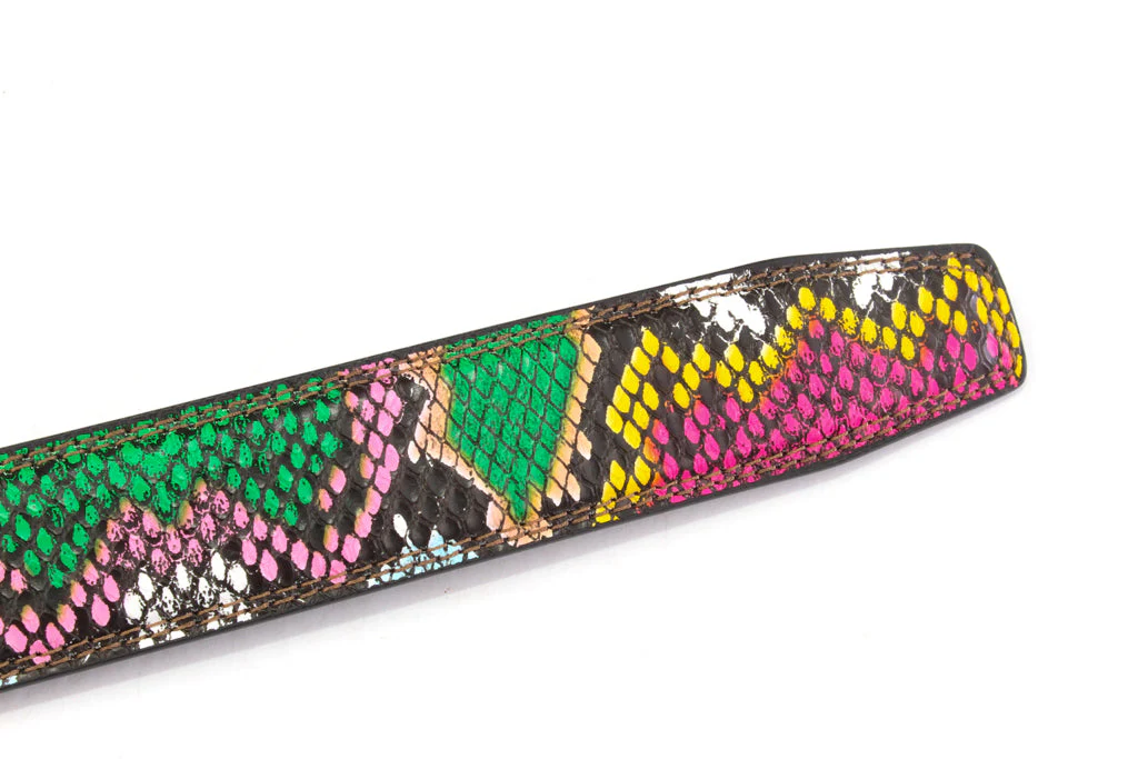 1.25" Multi-Colored Boa Print Strap - Pink / Green (CAS) - Image 4