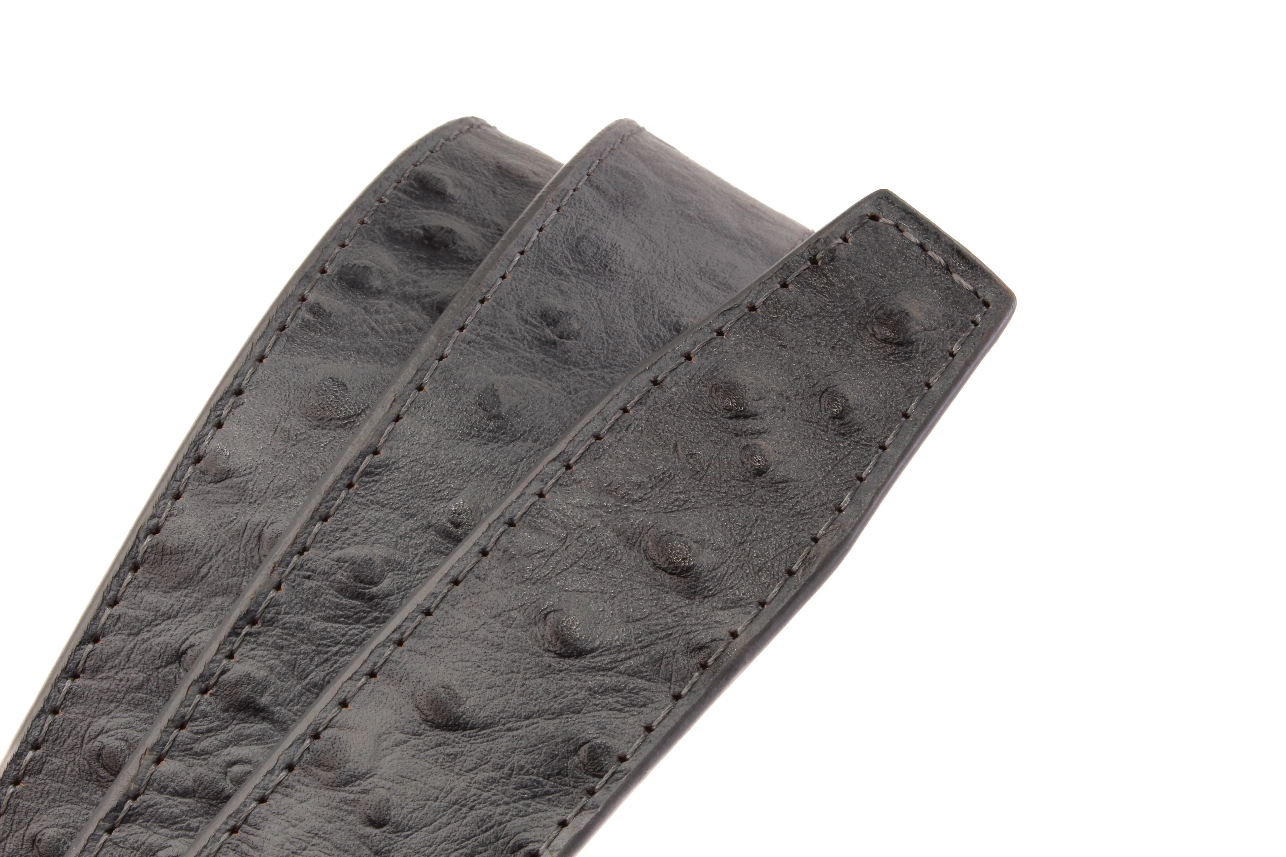 1.25" Smoke Grey Ostrich-Embossed Leather Strap - Image 3
