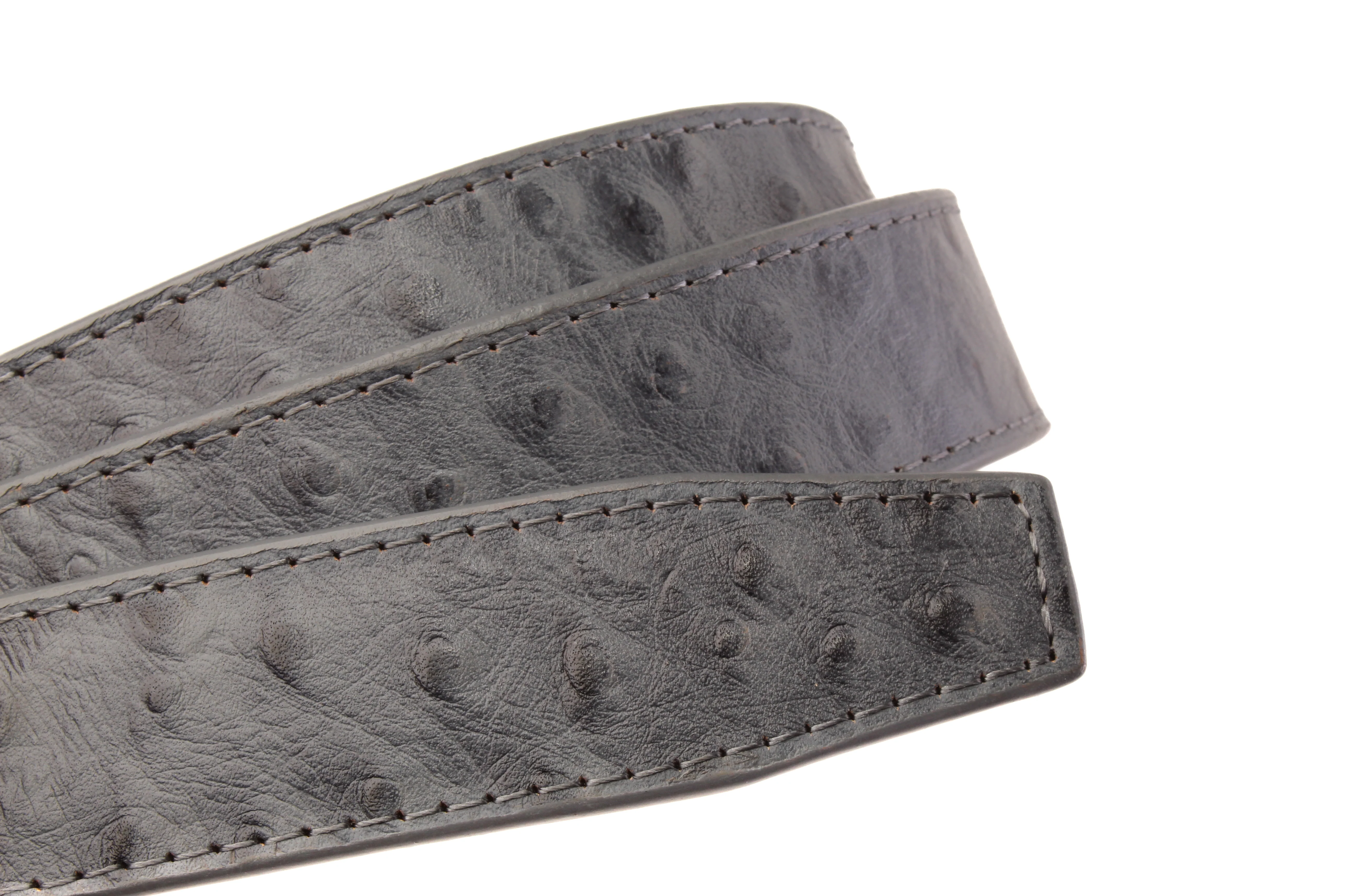 1.25" Smoke Grey Ostrich-Embossed Leather Strap - Image 4