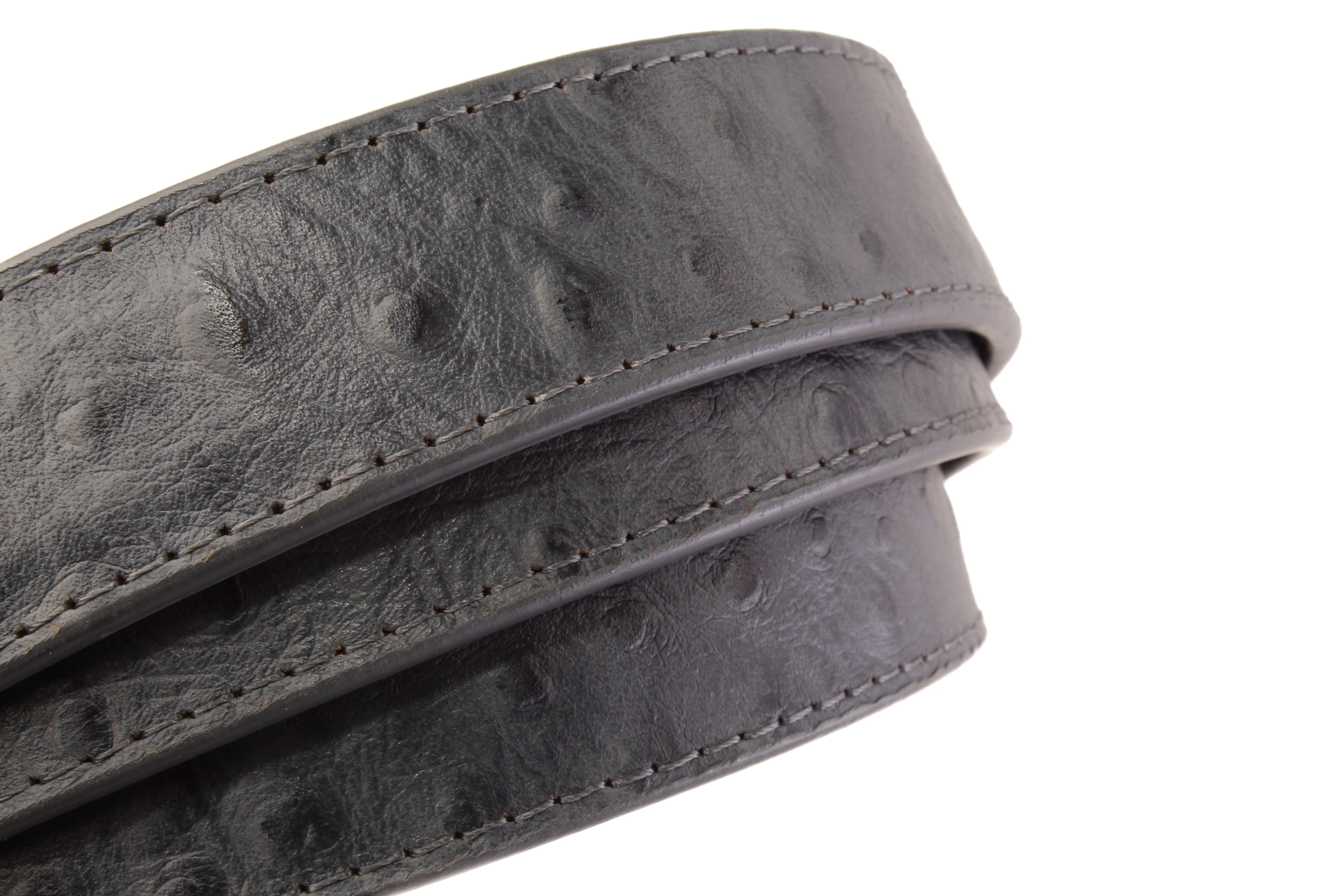 1.25" Smoke Grey Ostrich-Embossed Leather Strap - Image 7