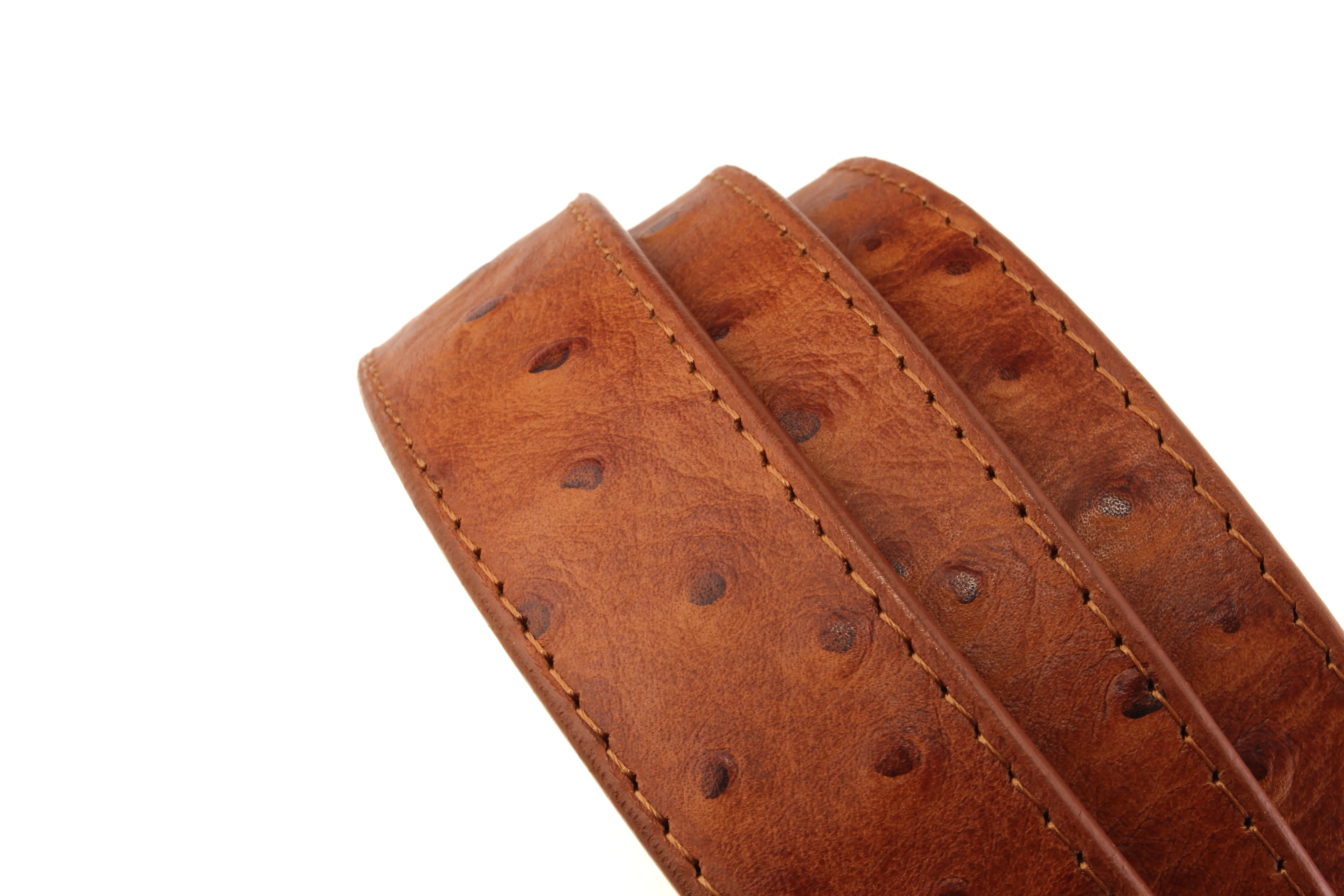 1.25" Tan Ostrich-Embossed Leather Strap - Image 3