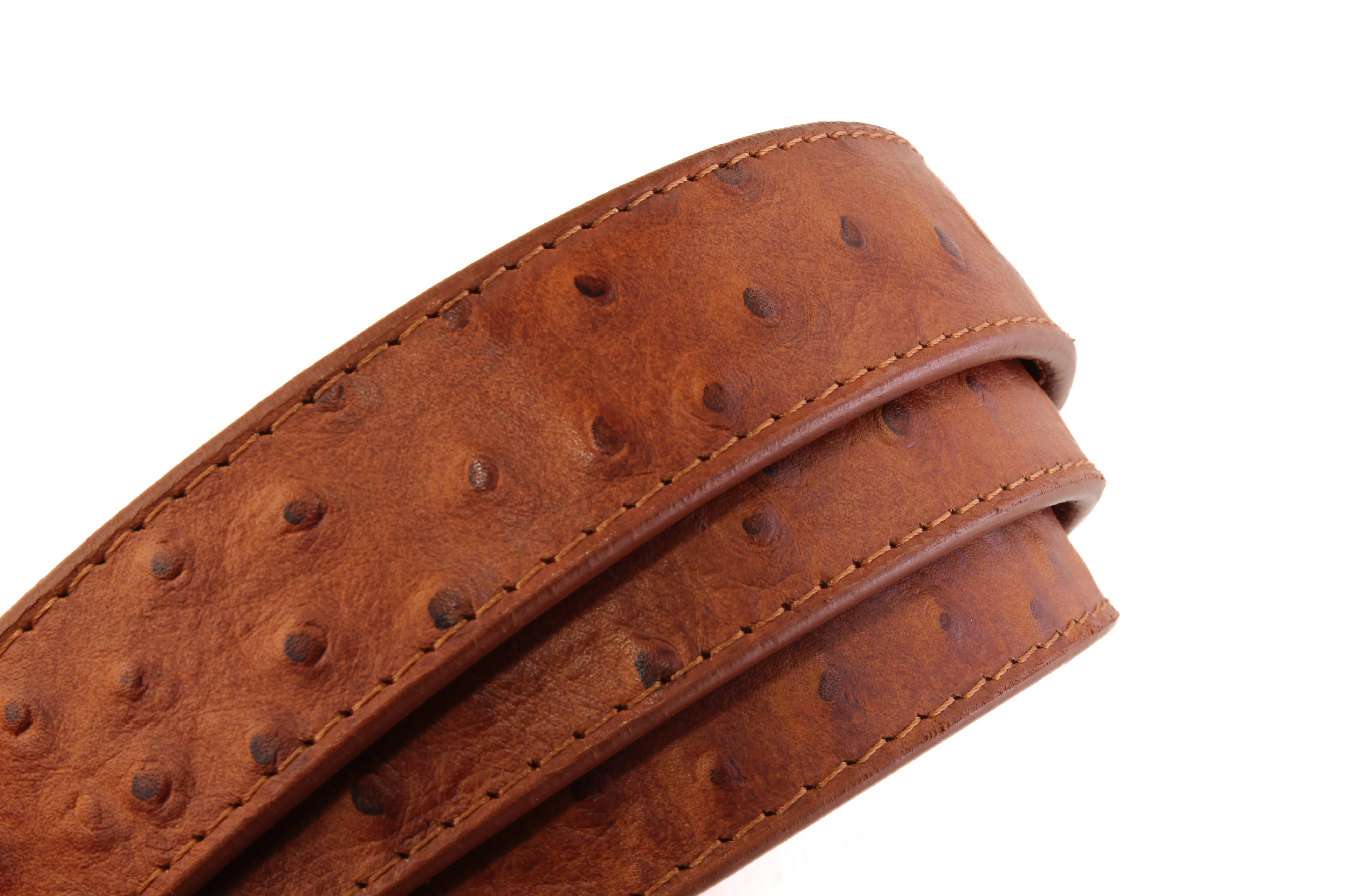 1.25" Tan Ostrich-Embossed Leather Strap - Image 4