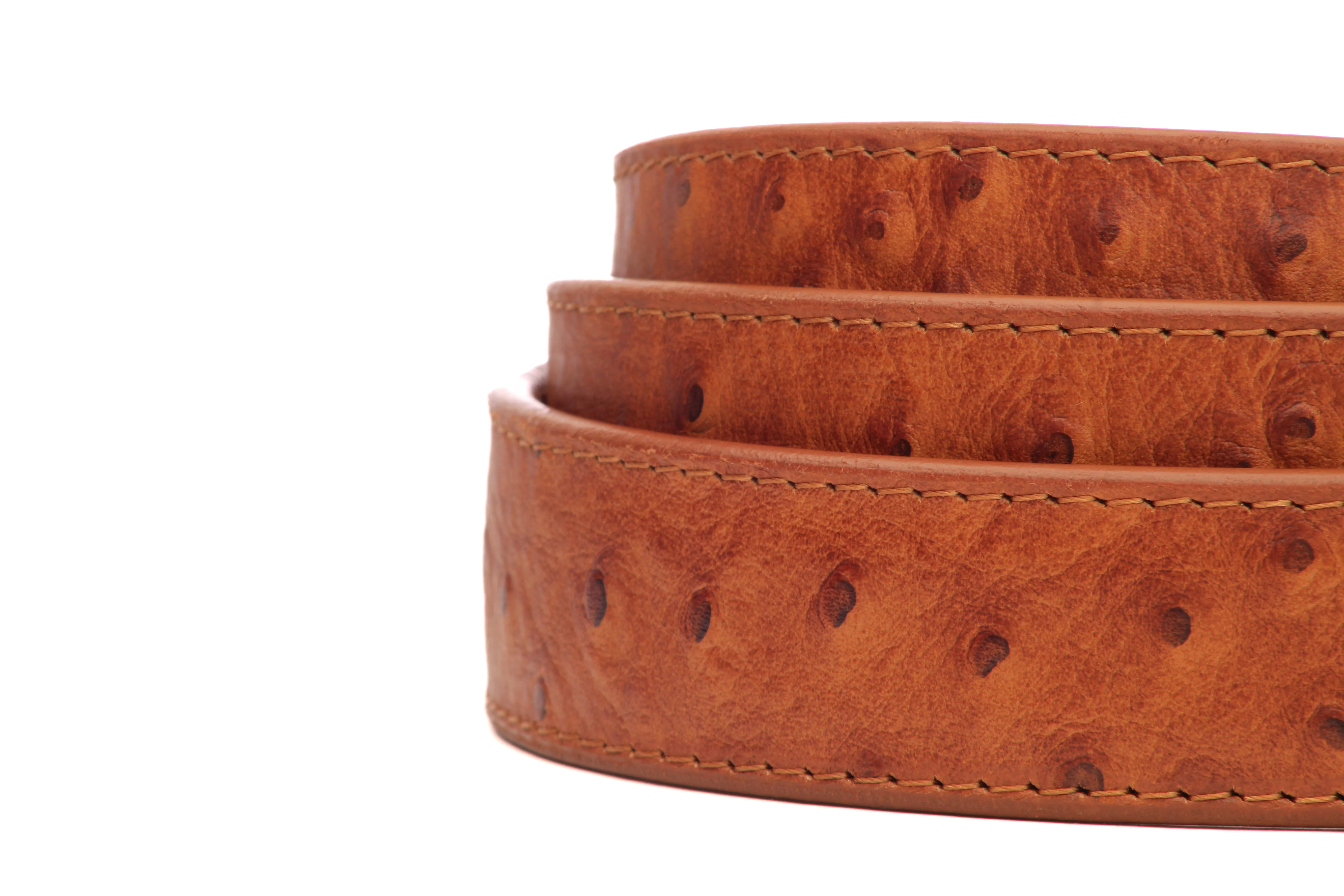 1.25" Tan Ostrich-Embossed Leather Strap - Image 5