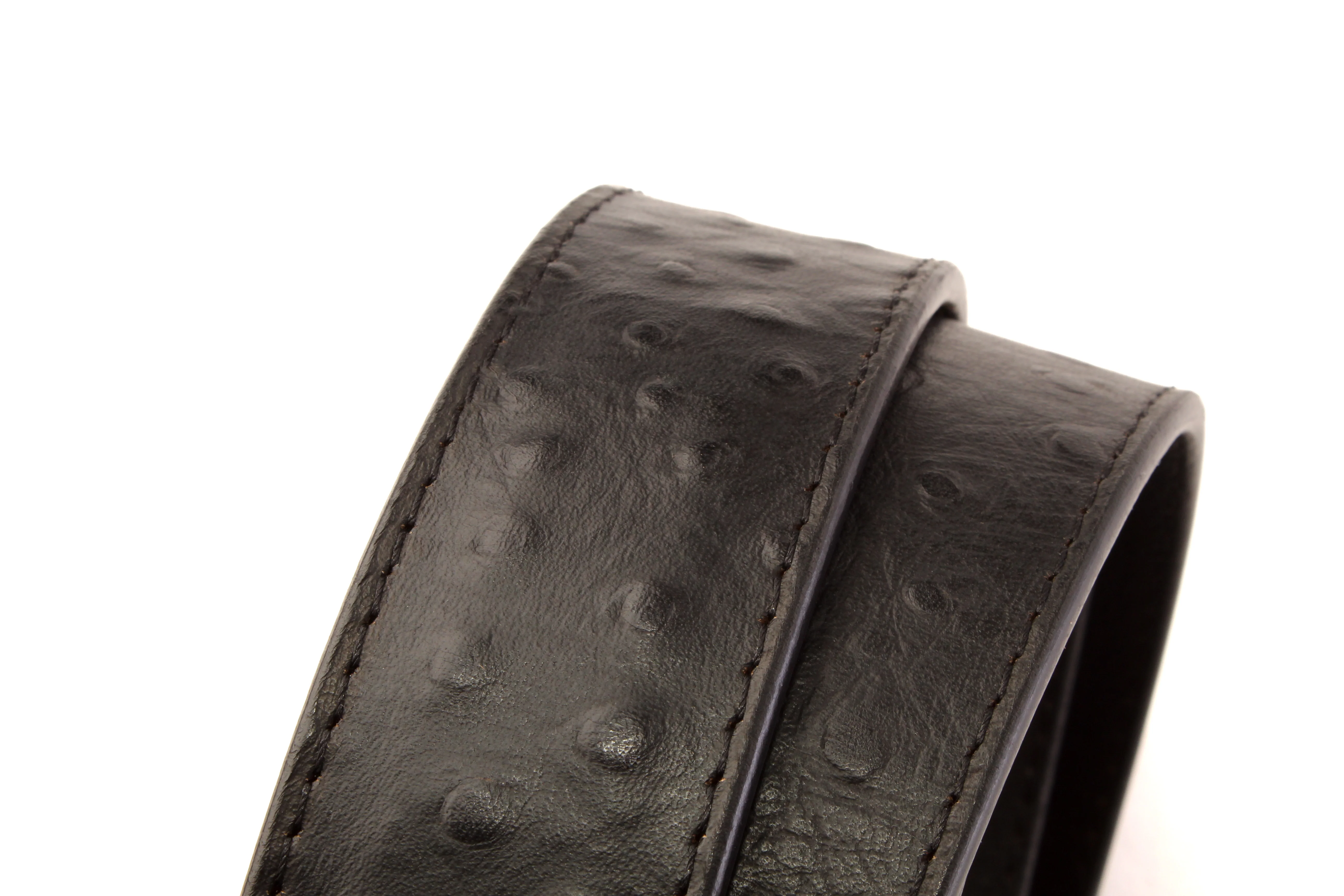 1.5" Black Ostrich-Embossed Leather Strap - Image 3