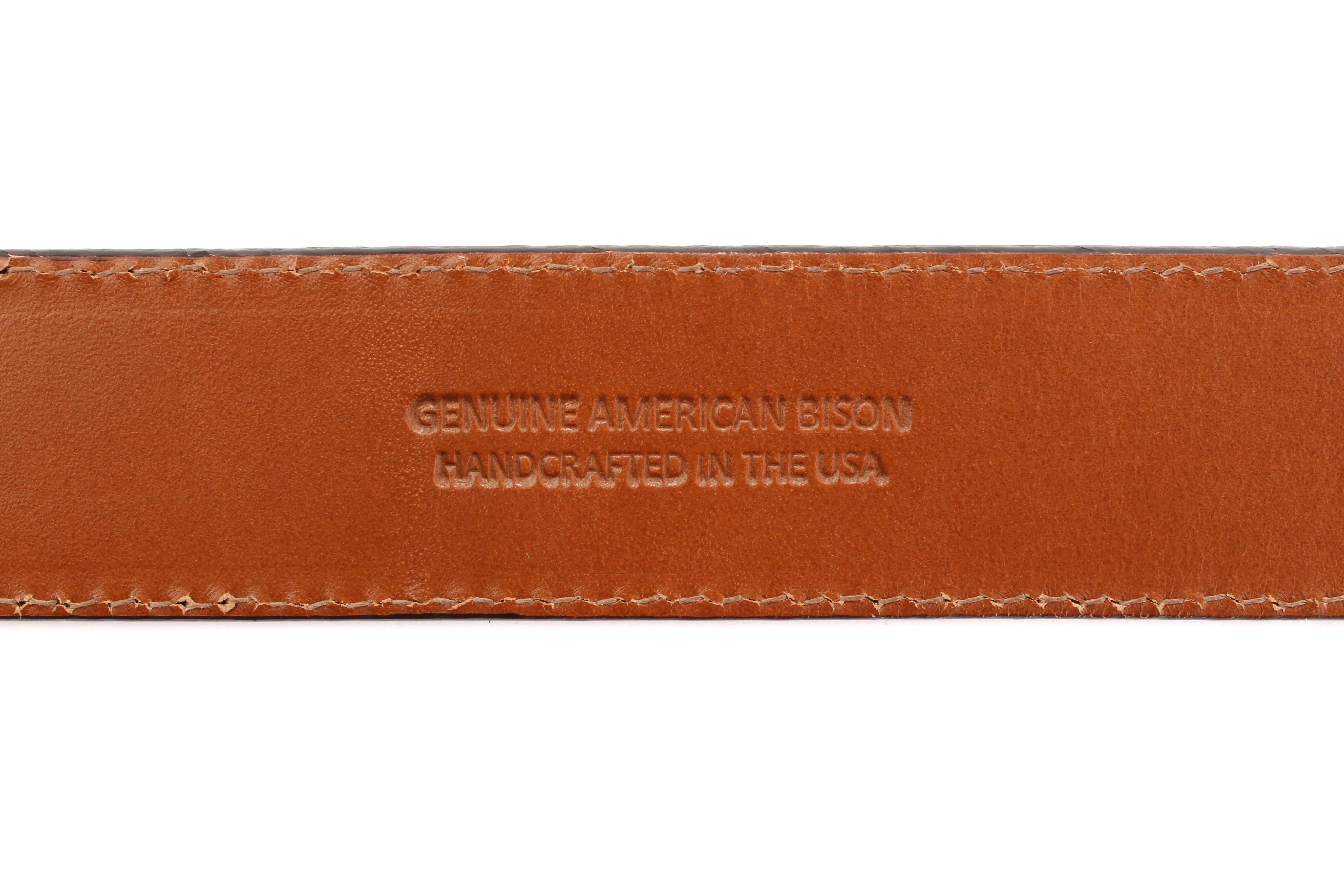 1.5" Brown American Bison Leather Strap - Image 3