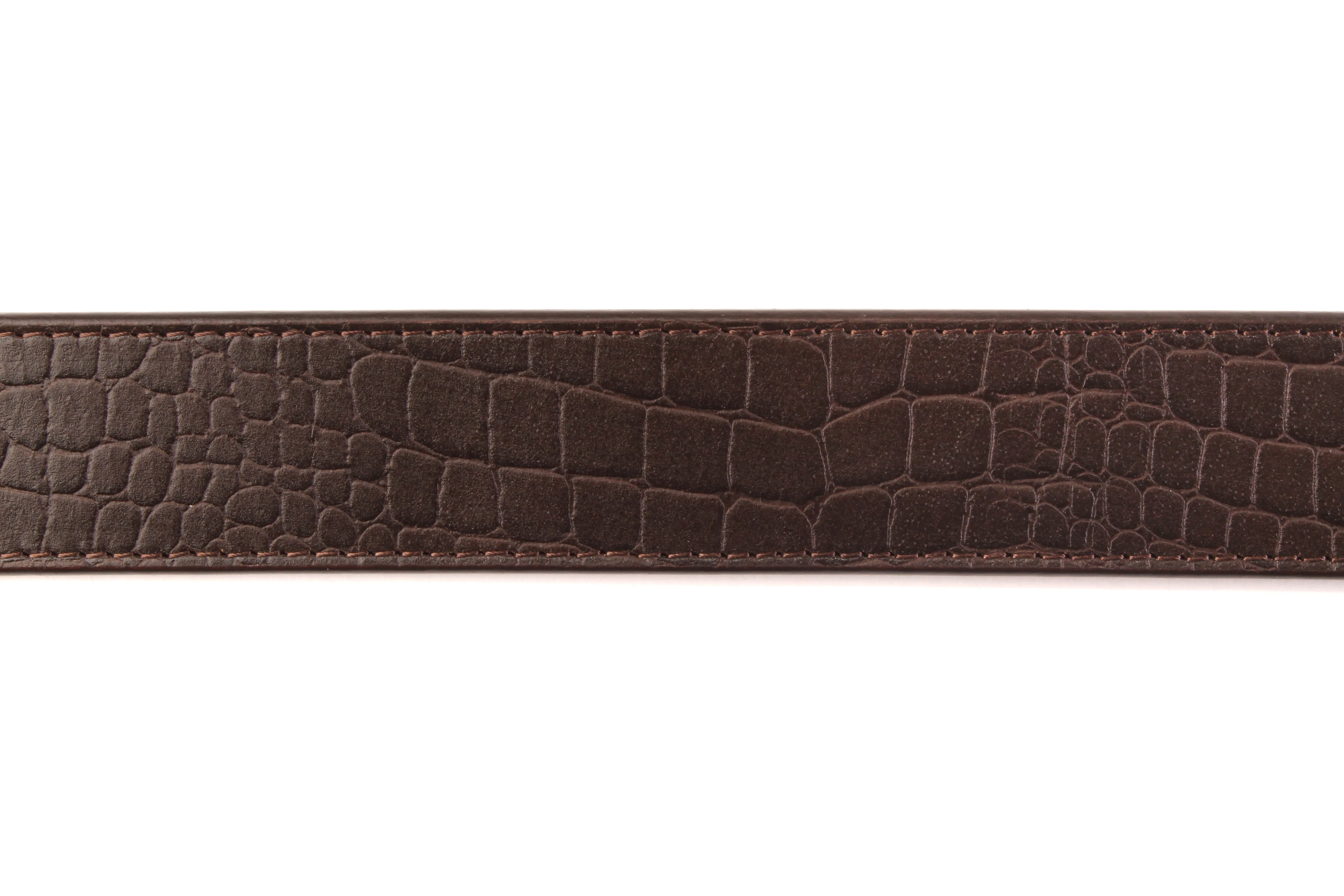 1.5" Brown Crocuffalo Vegetable Tanned Leather Strap - Image 4