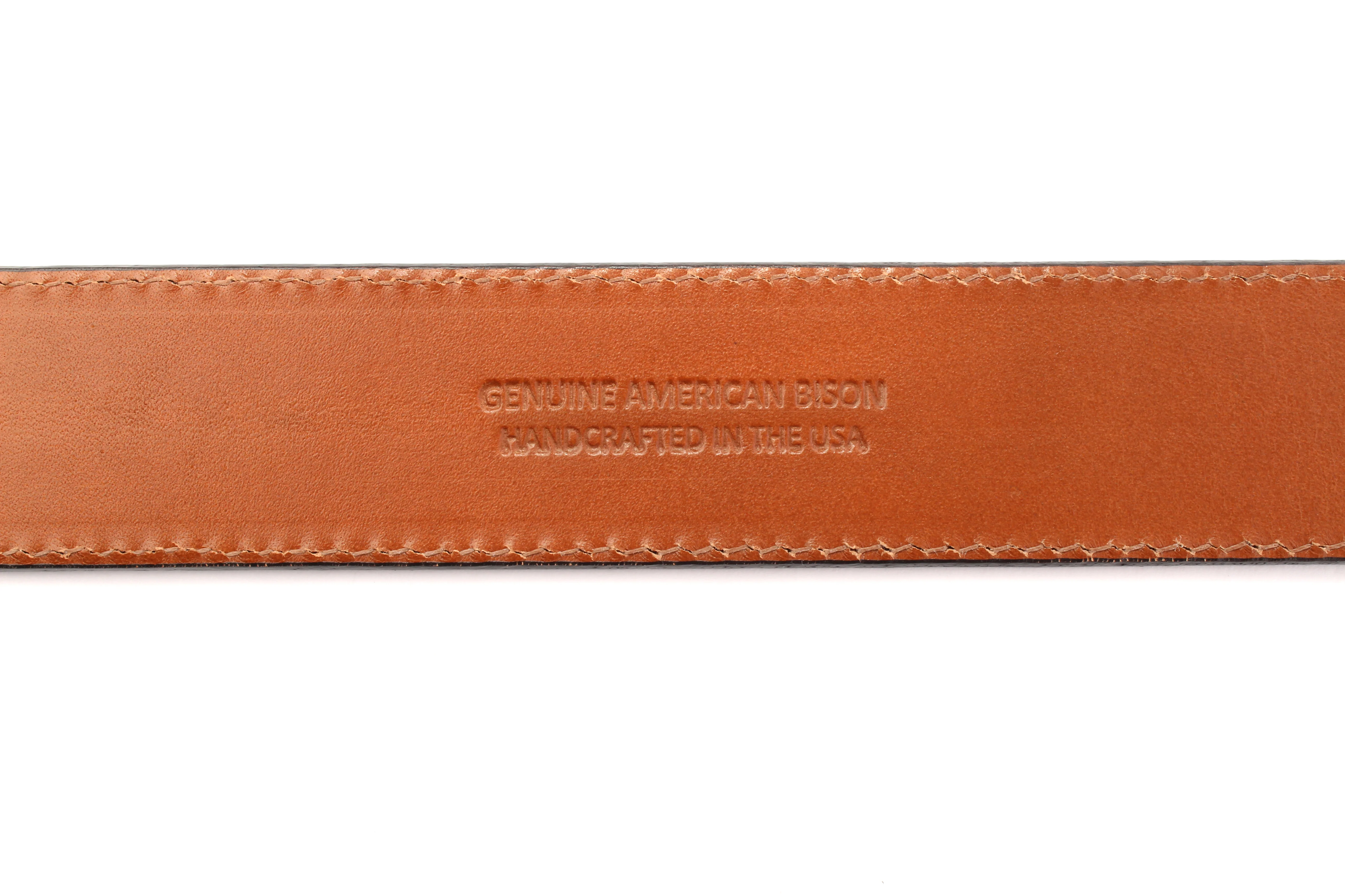 1.5" Cognac American Bison Suede Leather Strap - Image 4