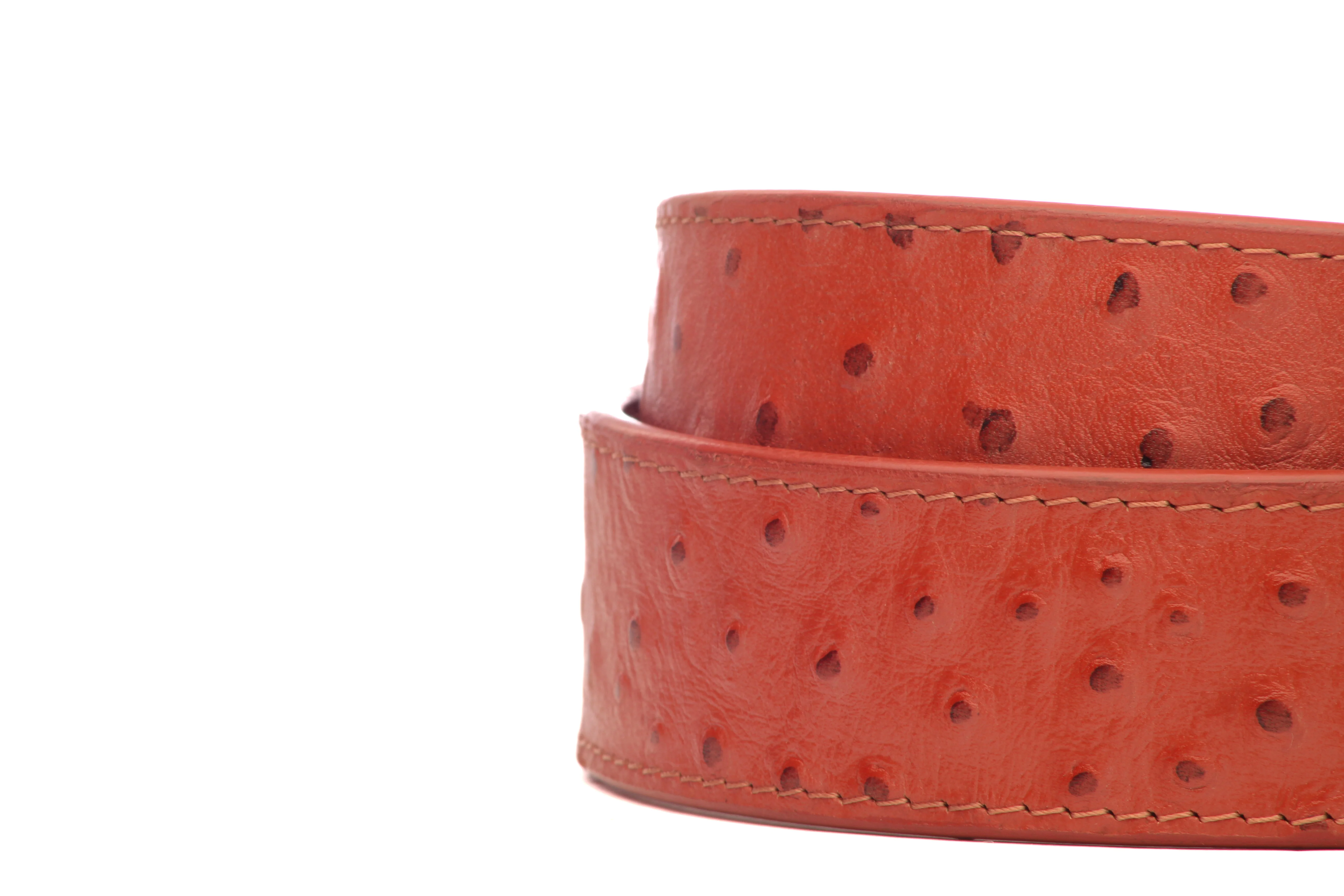 1.5" Cognac Ostrich-Embossed Leather Strap - Image 3