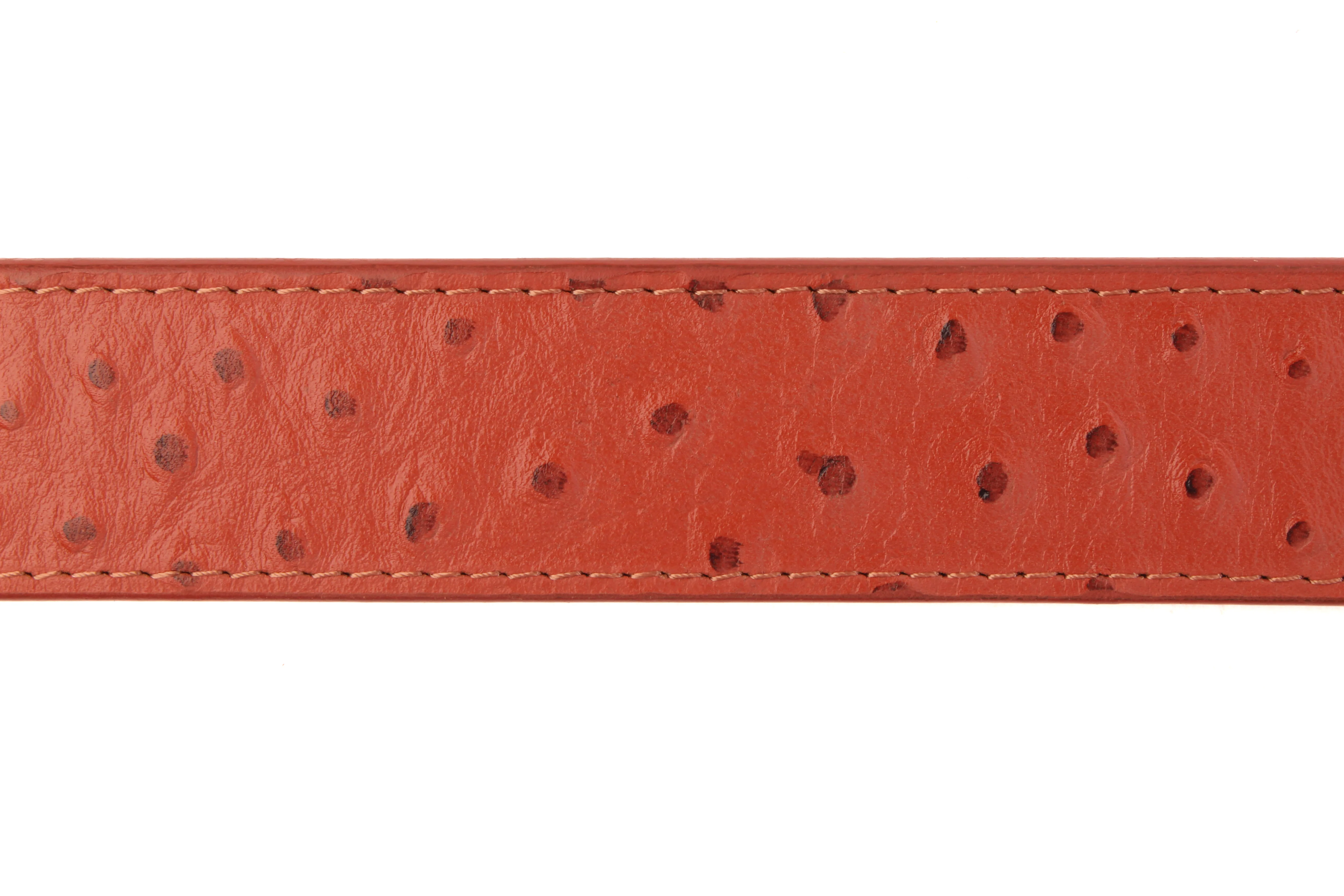 1.5" Cognac Ostrich-Embossed Leather Strap - Image 6