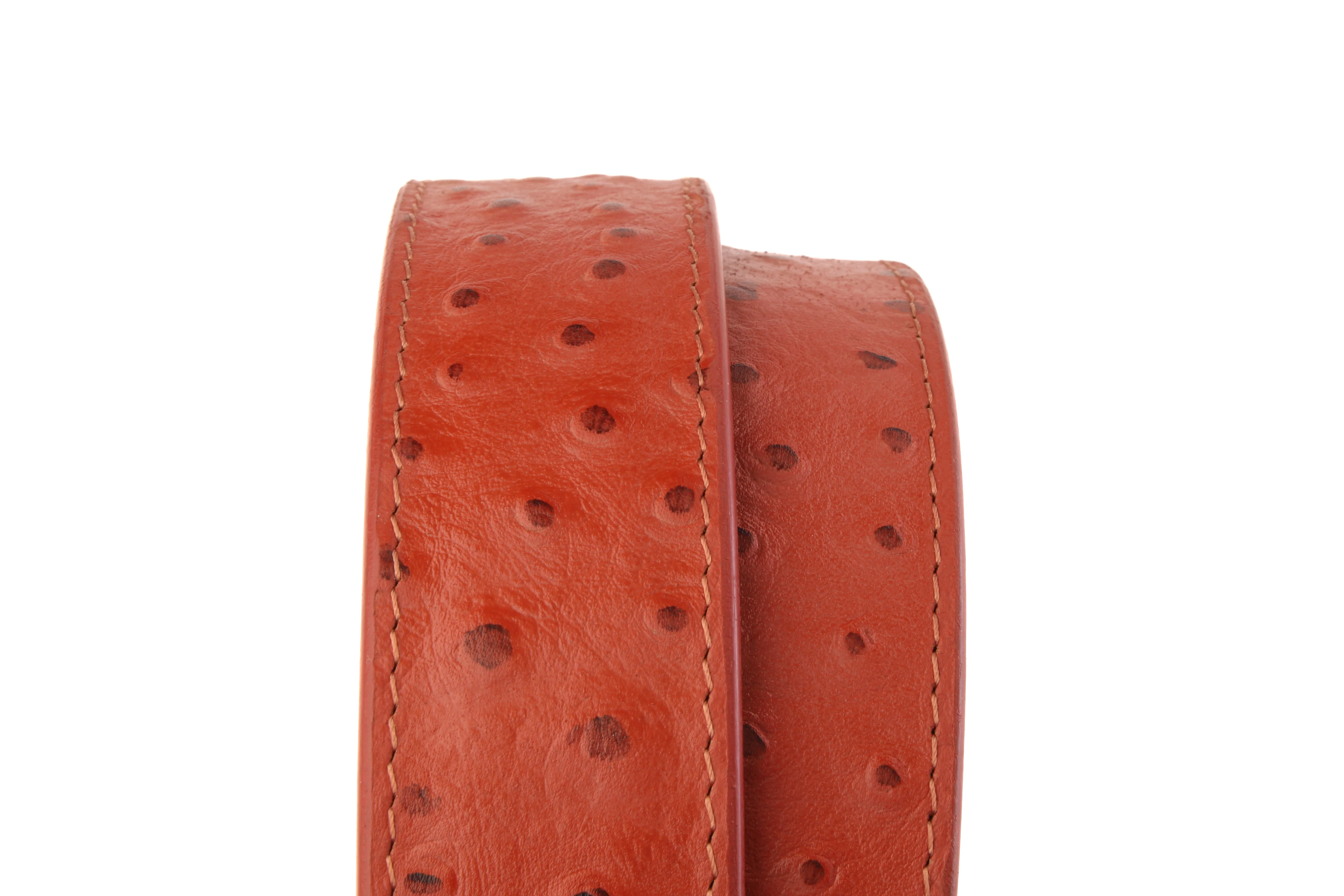 1.5" Cognac Ostrich-Embossed Leather Strap - Image 9