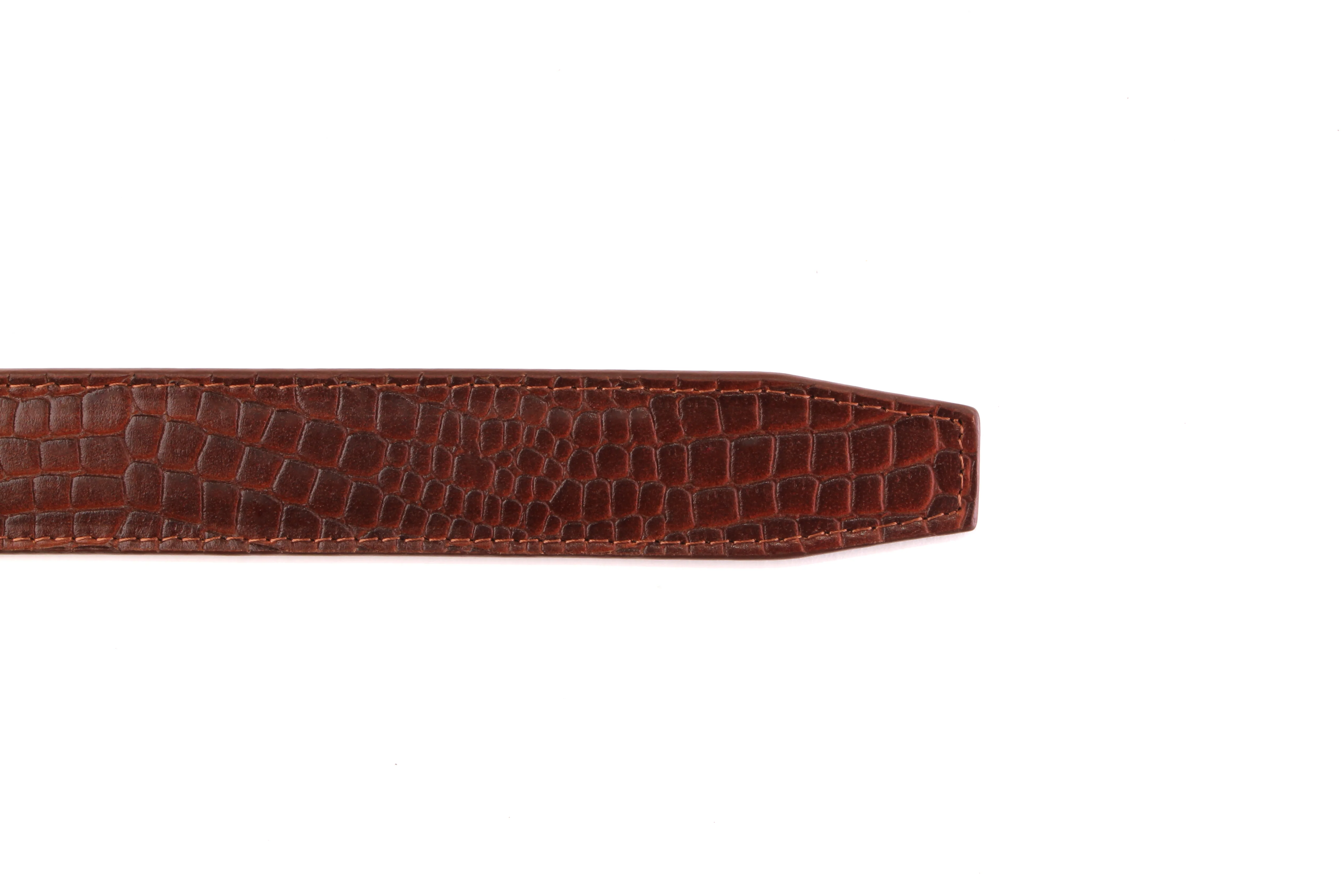1.5" Dark Chili Crocuffalo Vegetable Tanned Leather Strap - Image 3