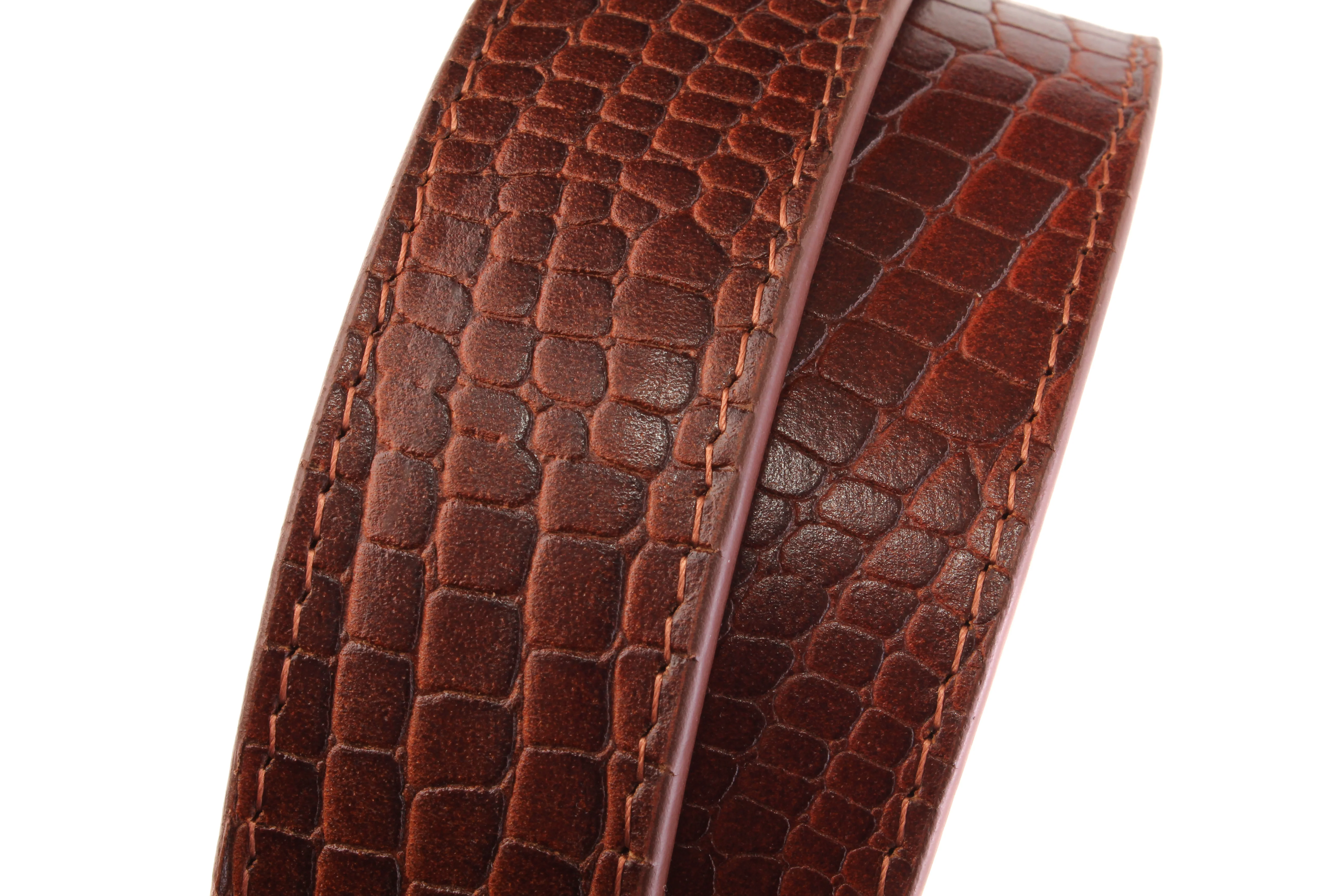 1.5" Dark Chili Crocuffalo Vegetable Tanned Leather Strap - Image 4