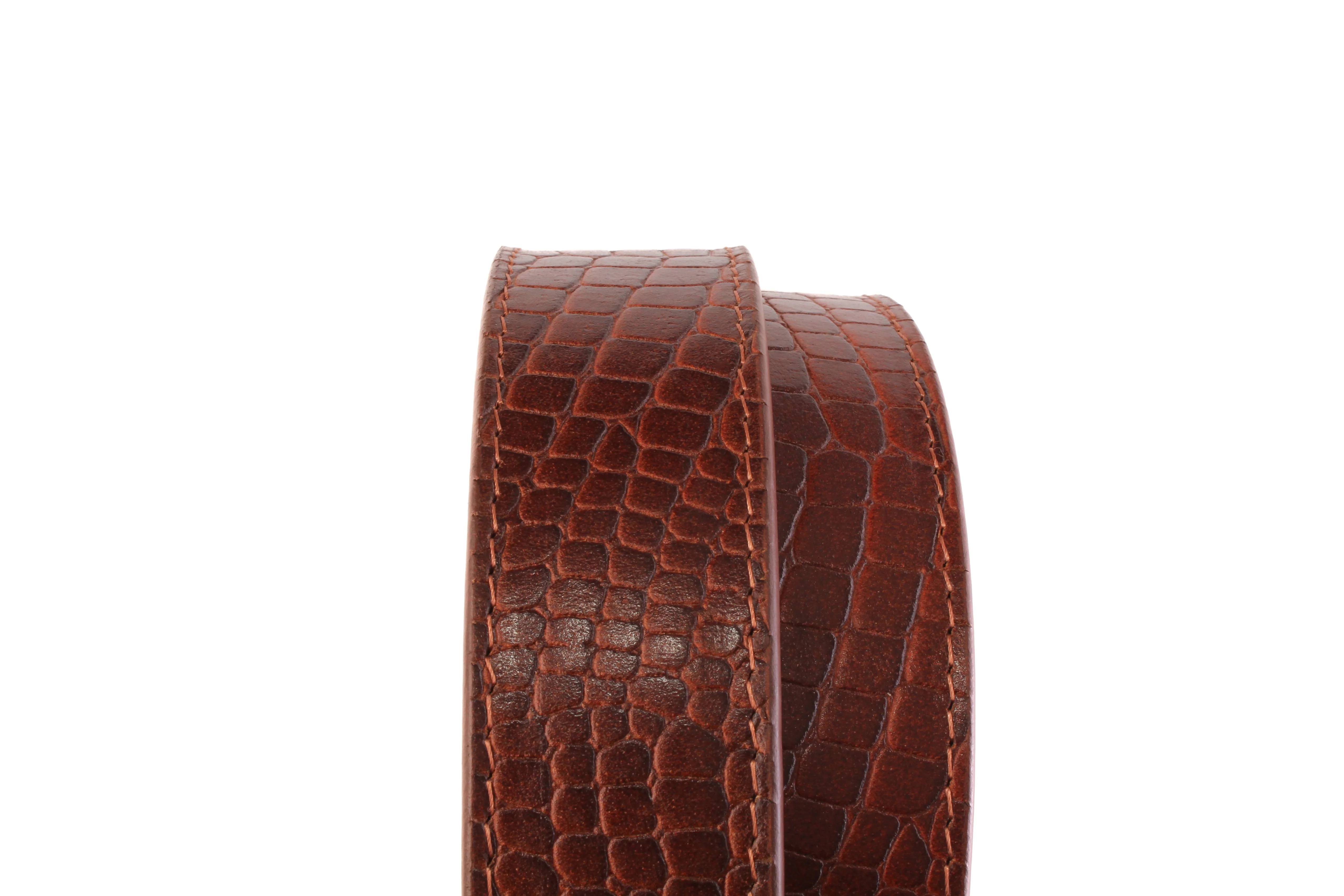 1.5" Dark Chili Crocuffalo Vegetable Tanned Leather Strap - Image 5