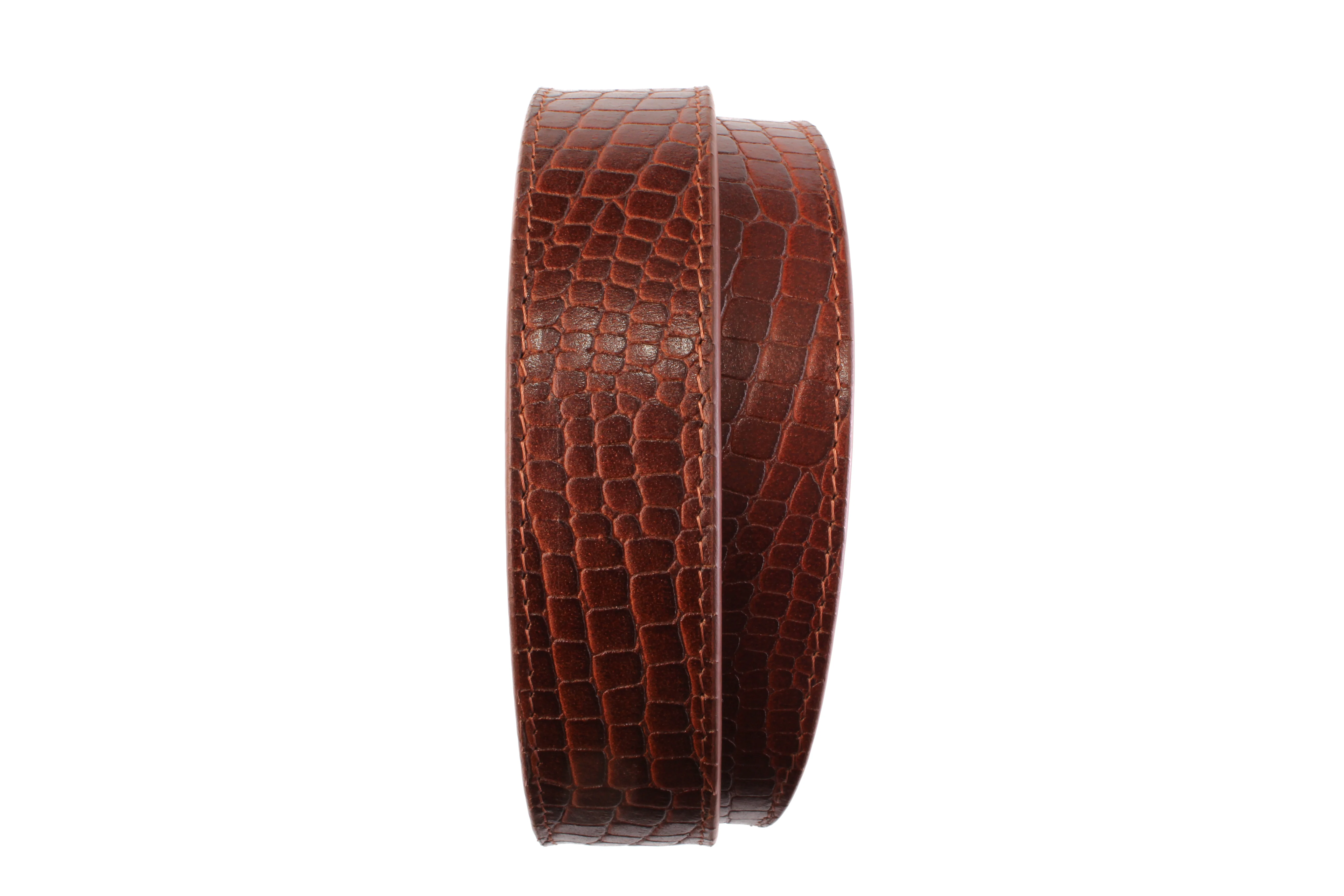 1.5" Dark Chili Crocuffalo Vegetable Tanned Leather Strap - Image 6