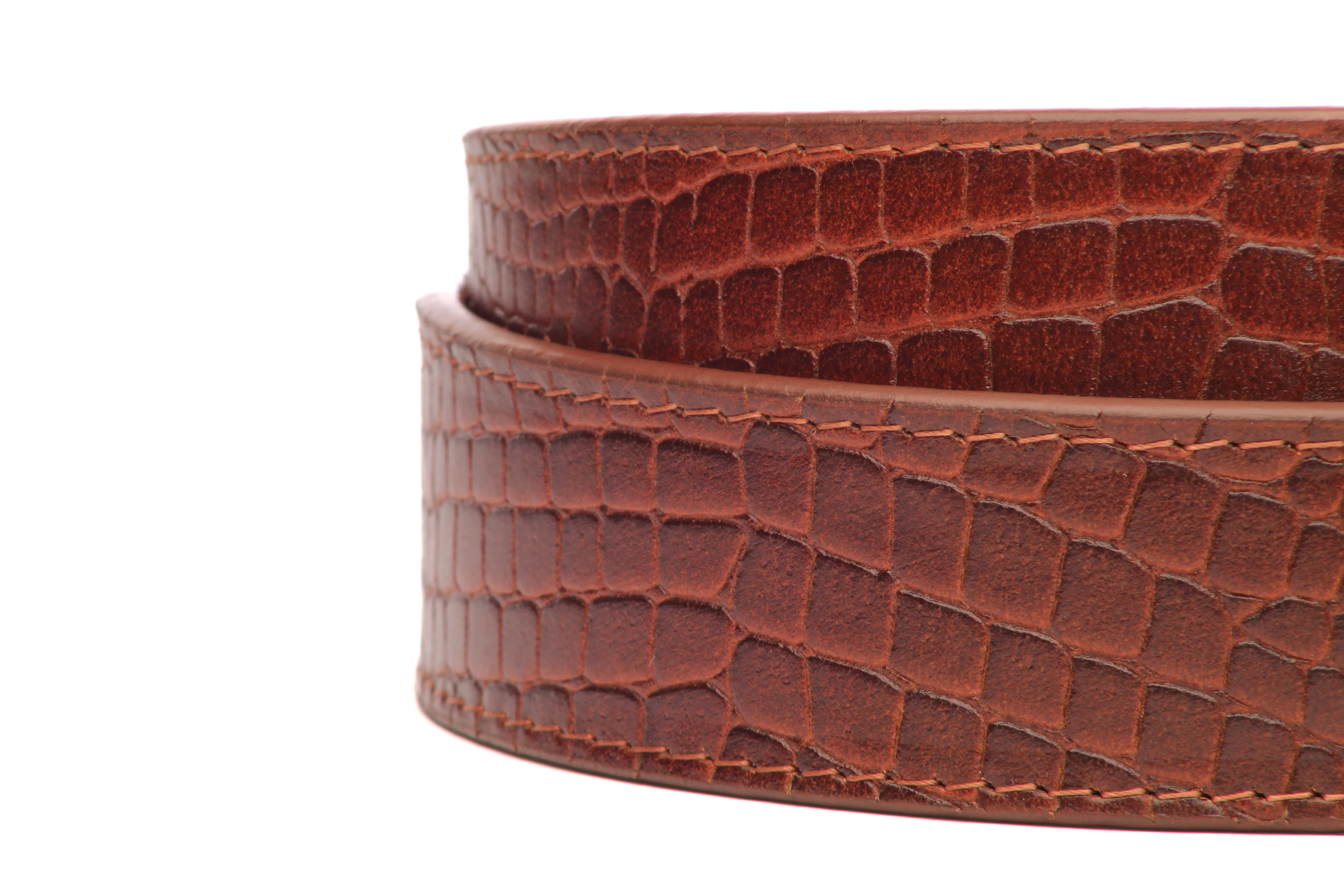 1.5" Dark Chili Crocuffalo Vegetable Tanned Leather Strap - Image 7