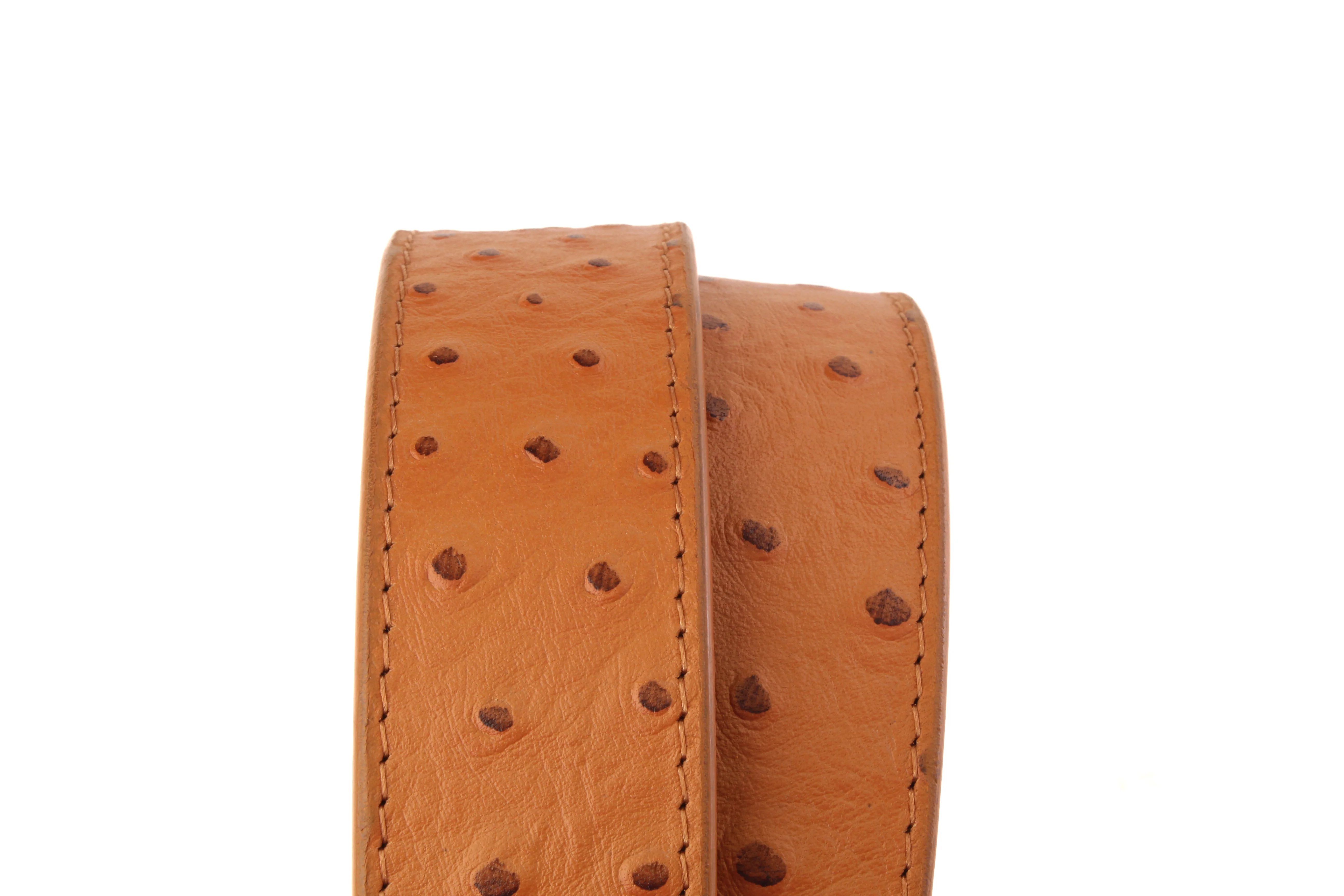 1.5" Light Brown Ostrich-Embossed Leather Strap - Image 10