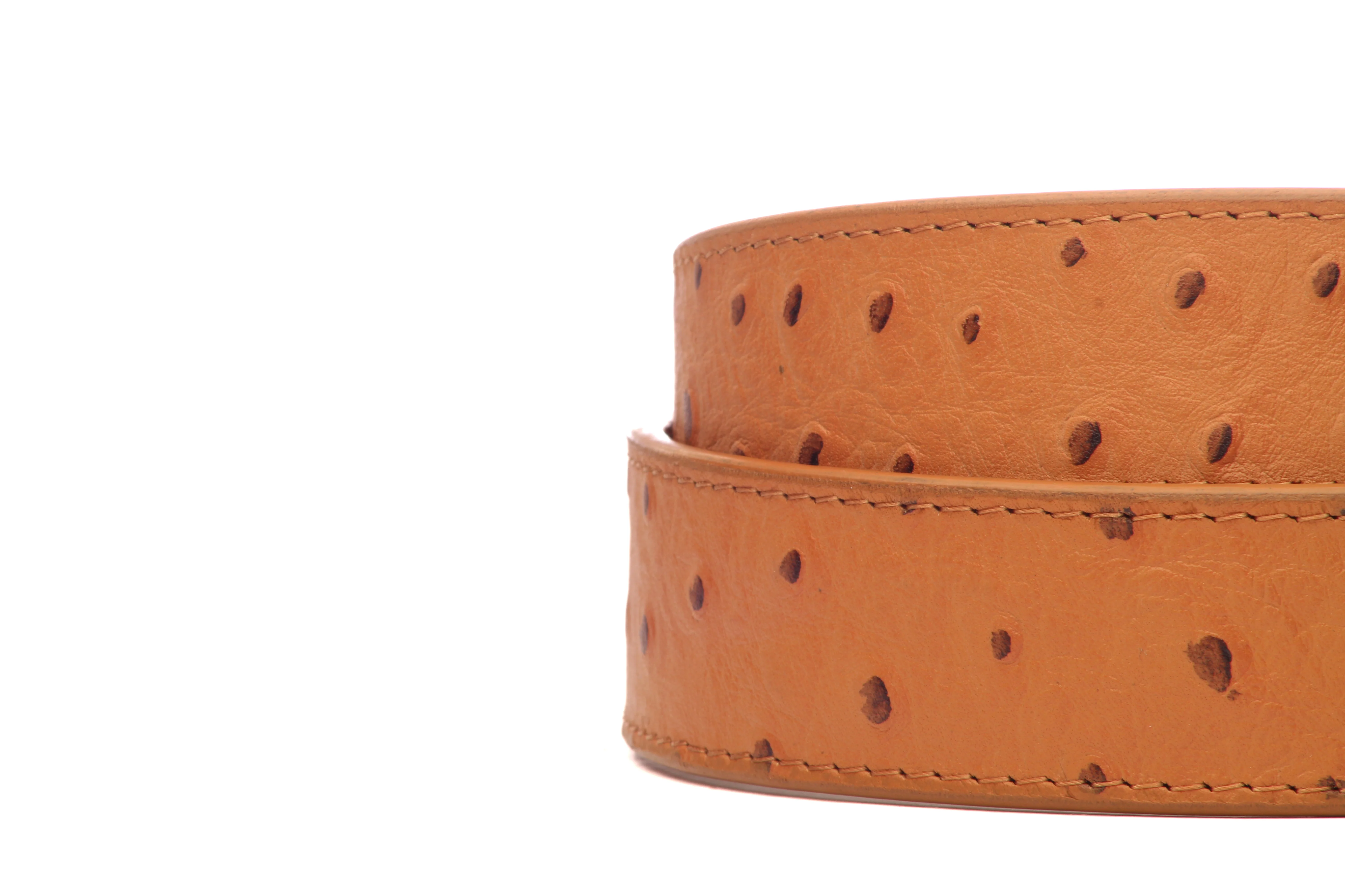 1.5" Light Brown Ostrich-Embossed Leather Strap - Image 3