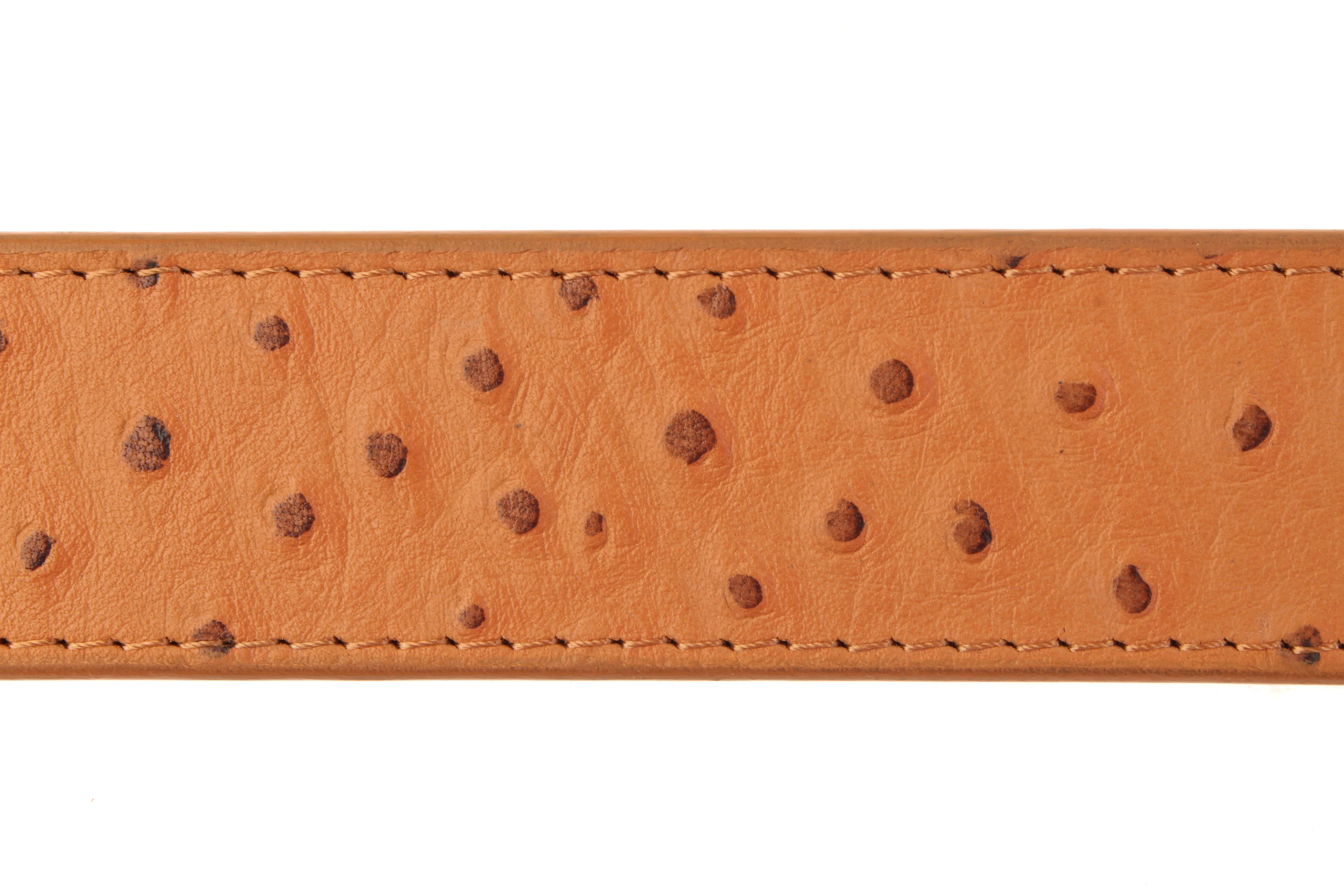 1.5" Light Brown Ostrich-Embossed Leather Strap - Image 6