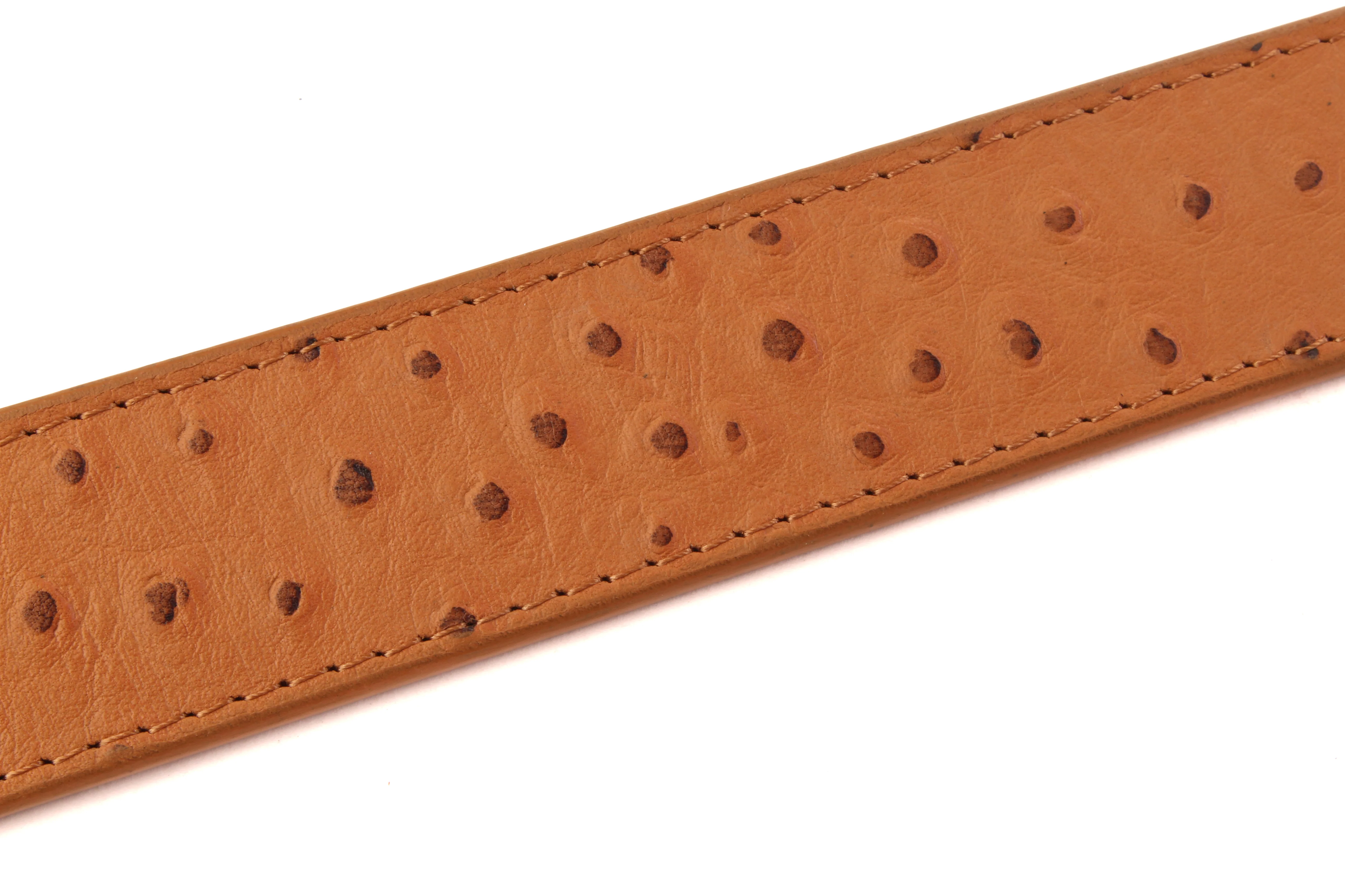 1.5" Light Brown Ostrich-Embossed Leather Strap - Image 7
