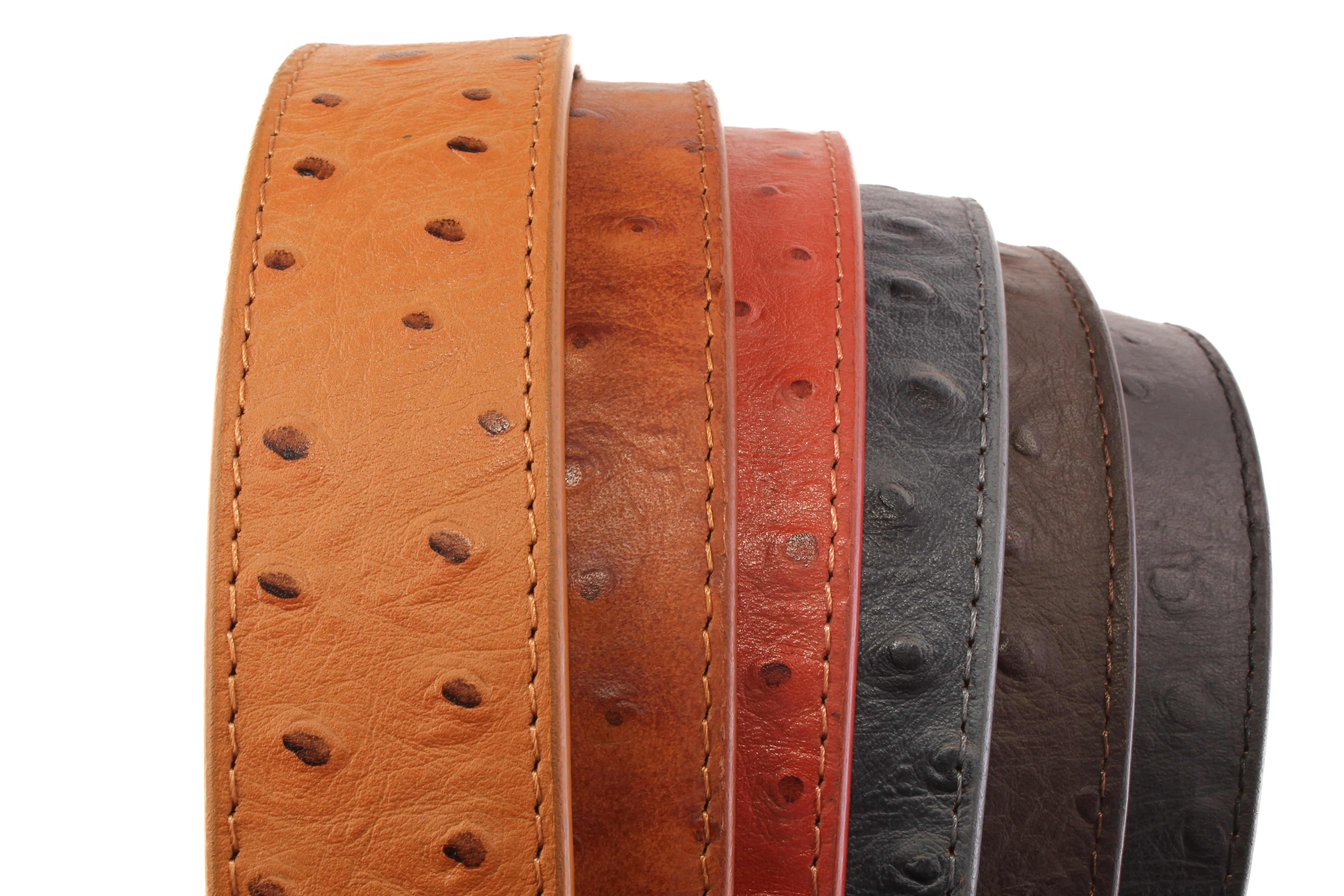 1.5" Light Brown Ostrich-Embossed Leather Strap - Image 8