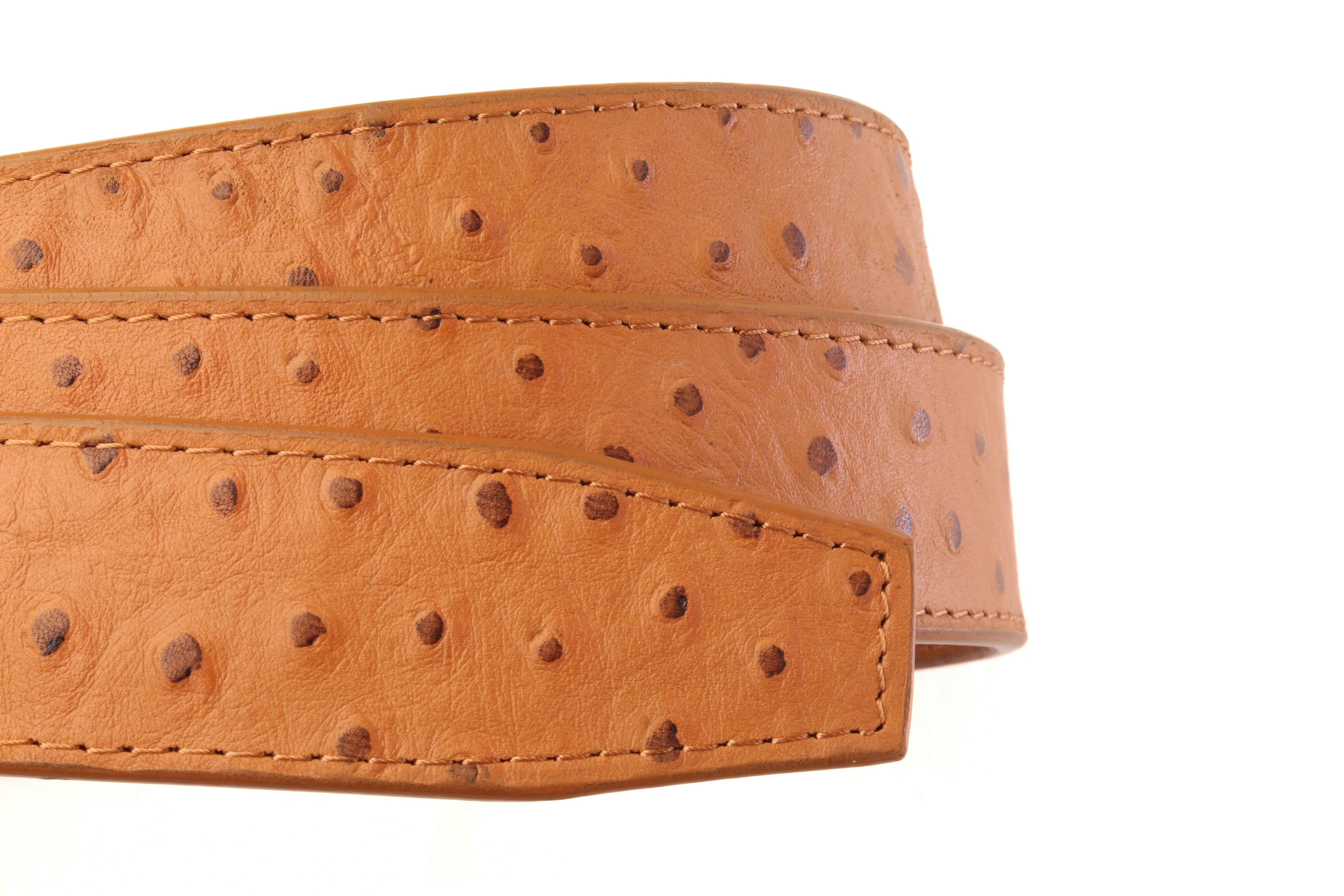 1.5" Light Brown Ostrich-Embossed Leather Strap - Image 9