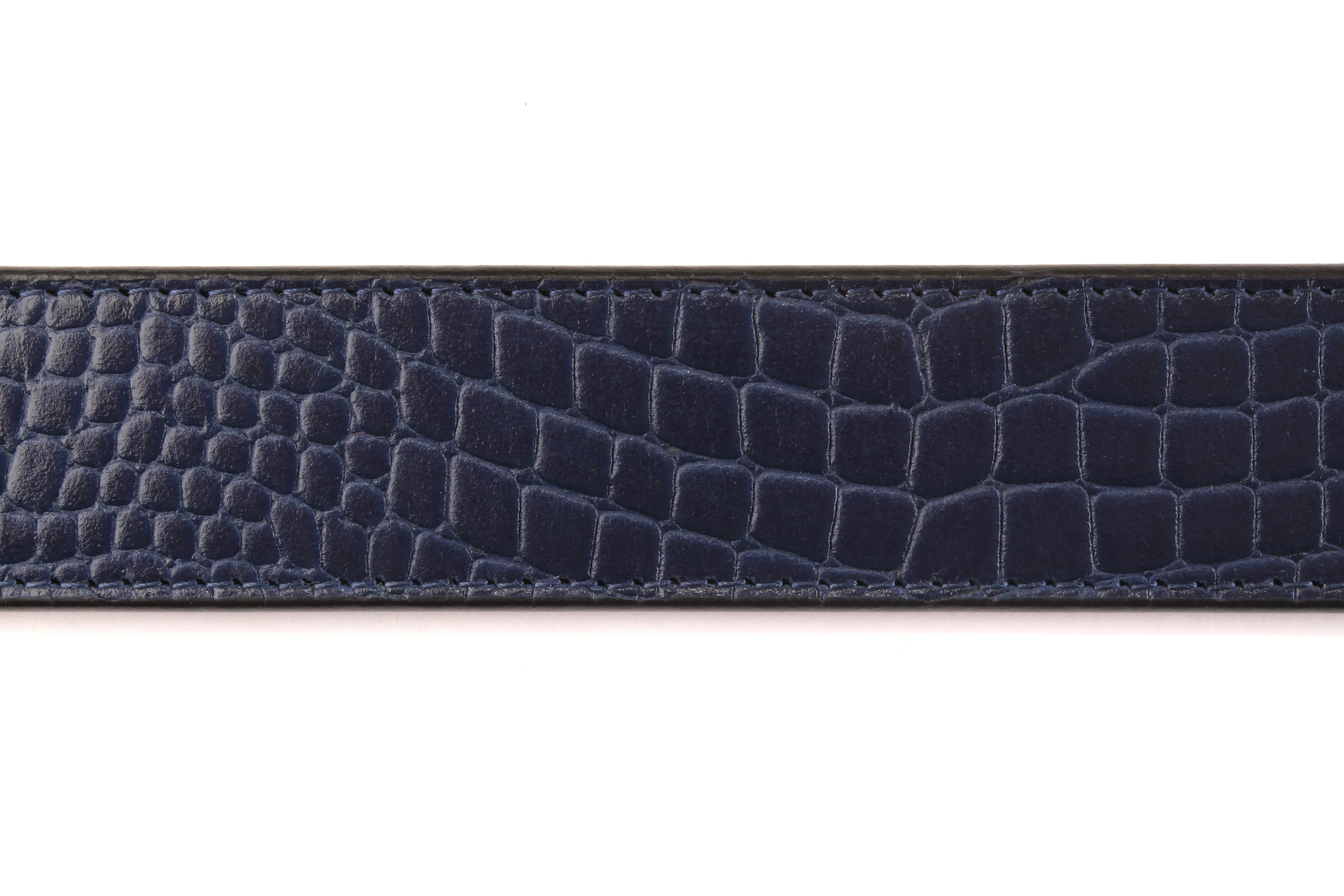1.5" Navy Crocuffalo Vegetable Tanned Leather Strap - Image 3