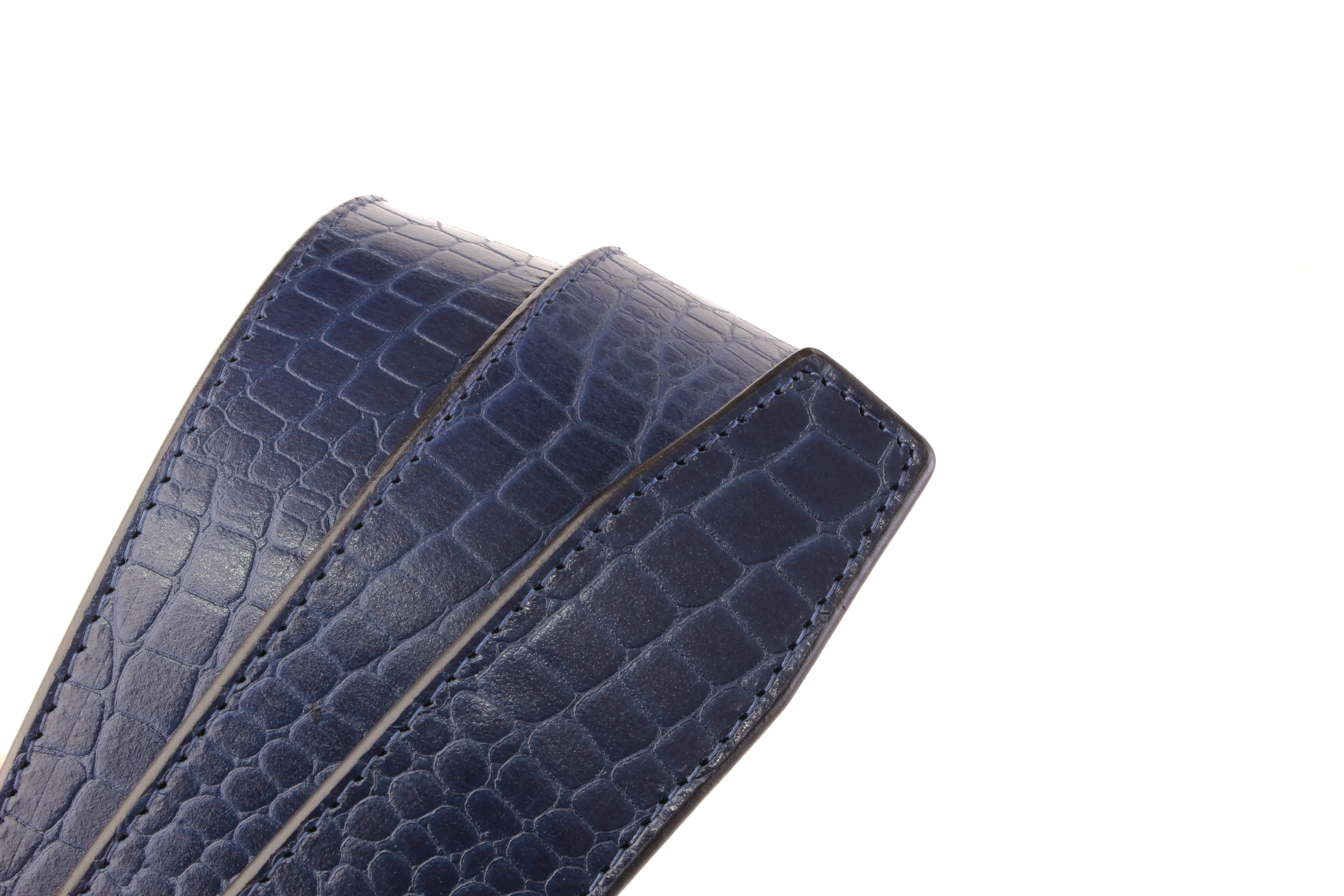 1.5" Navy Crocuffalo Vegetable Tanned Leather Strap - Image 4
