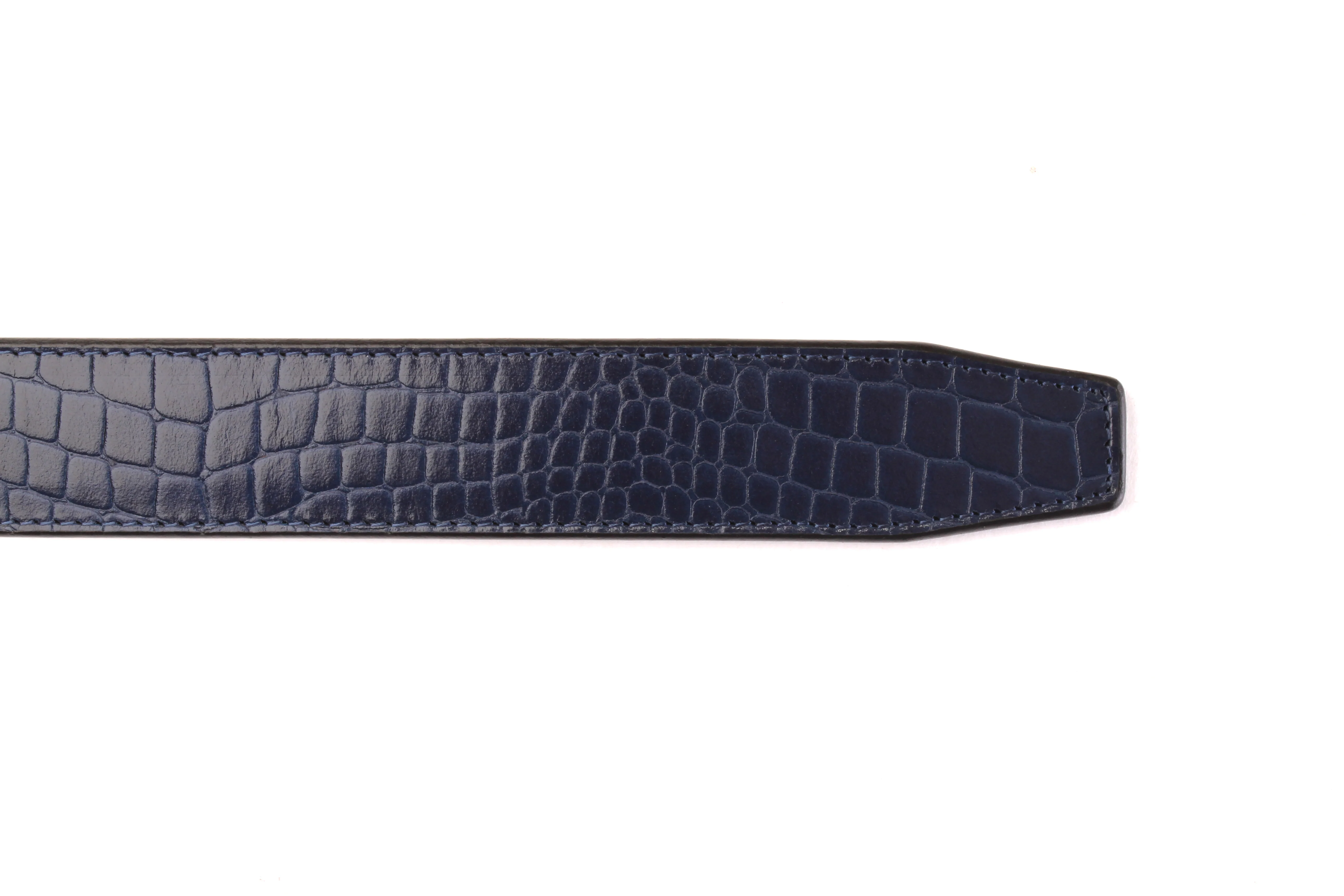 1.5" Navy Crocuffalo Vegetable Tanned Leather Strap - Image 6