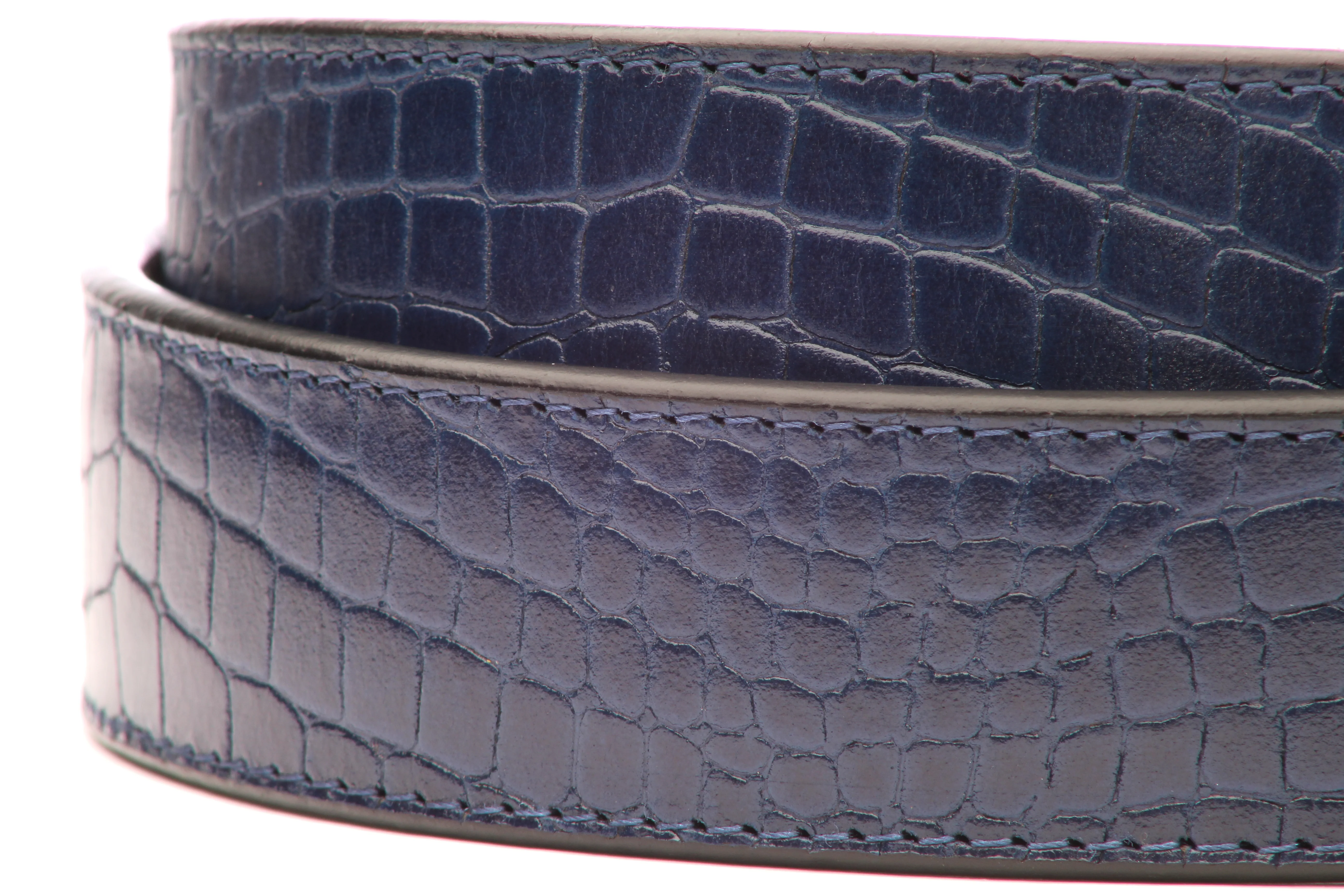 1.5" Navy Crocuffalo Vegetable Tanned Leather Strap - Image 7