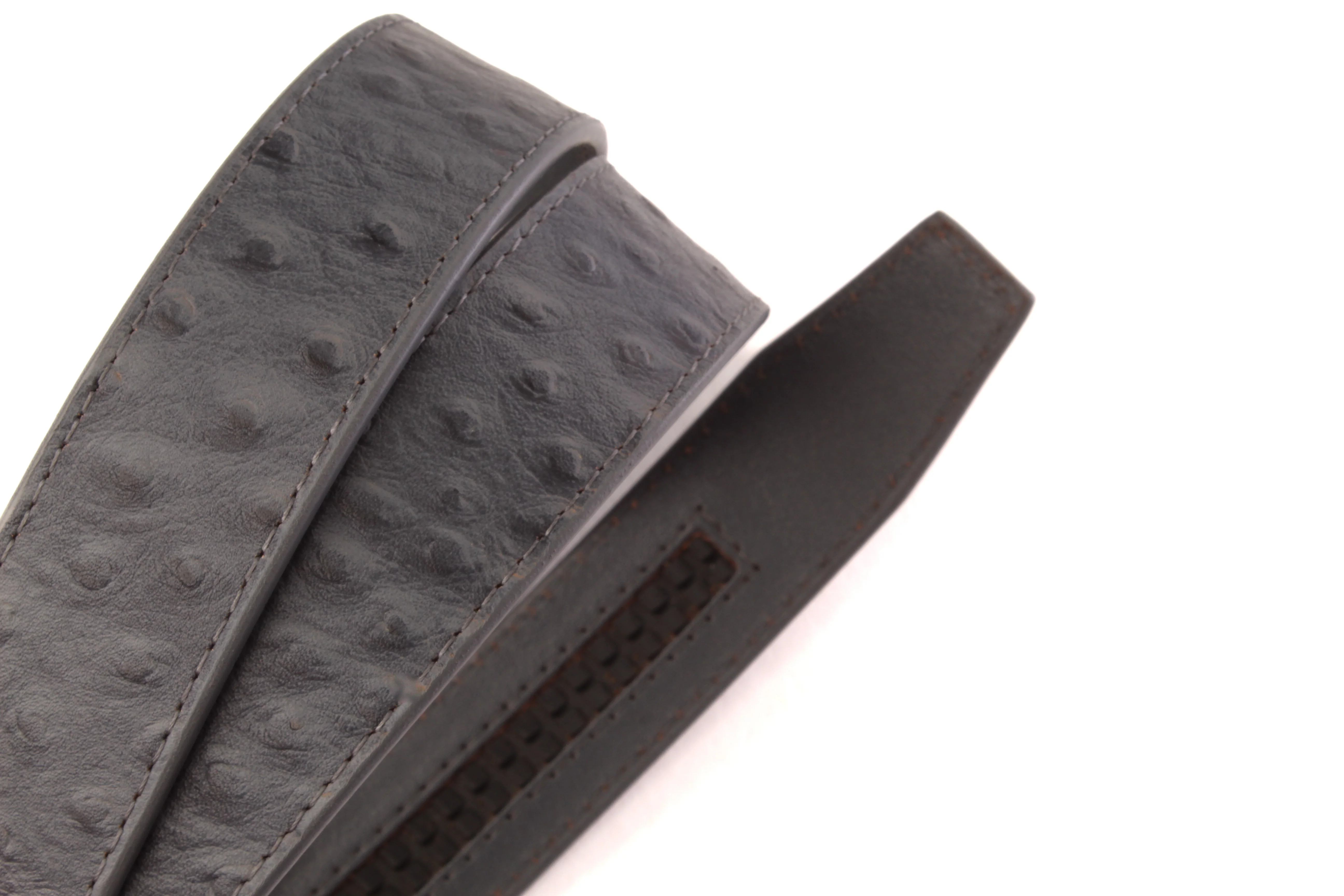 1.5" Smoke Grey Ostrich-Embossed Leather Strap - Image 5