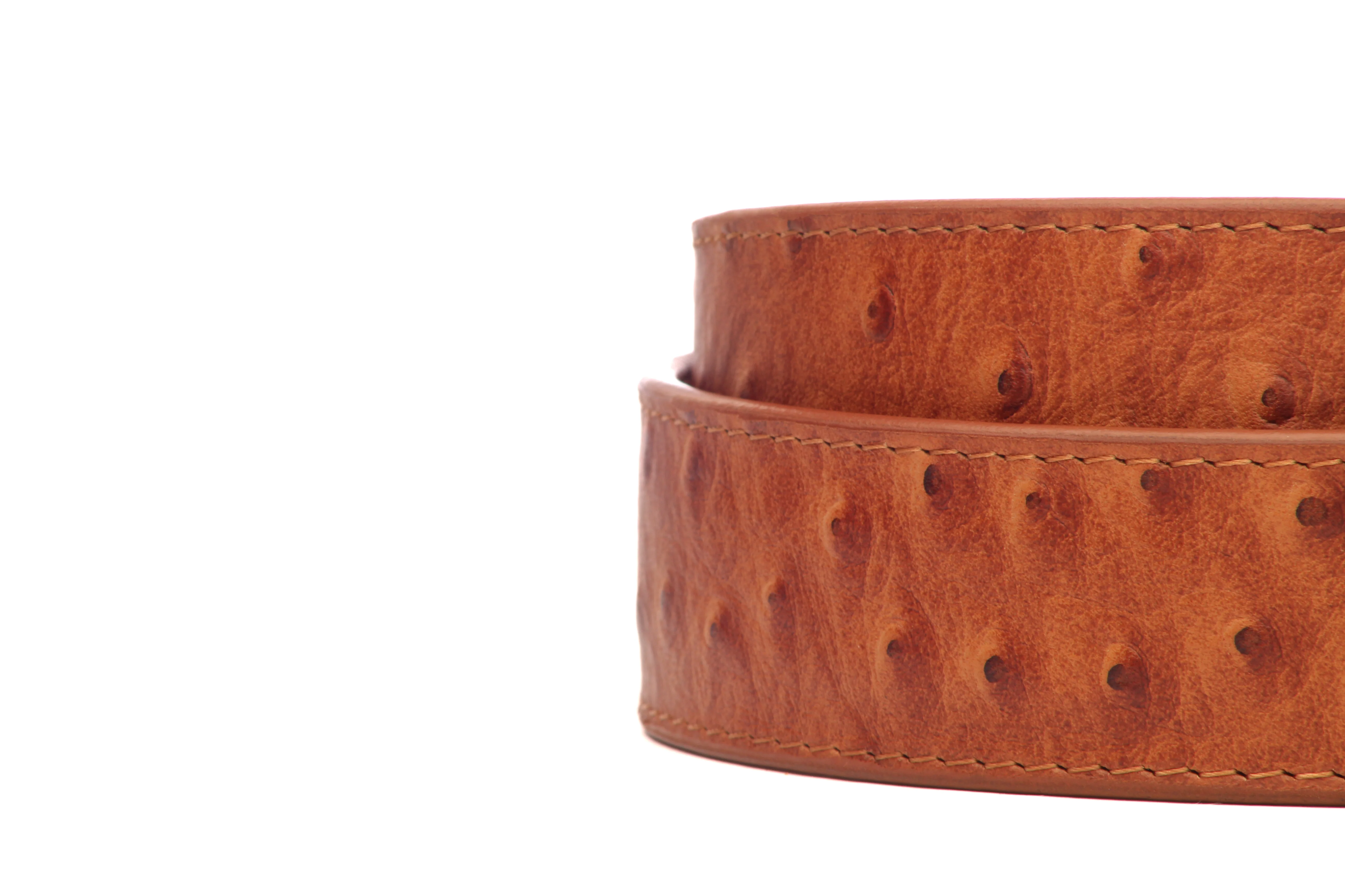 1.5" Tan Ostrich-Embossed Leather Strap - Image 3